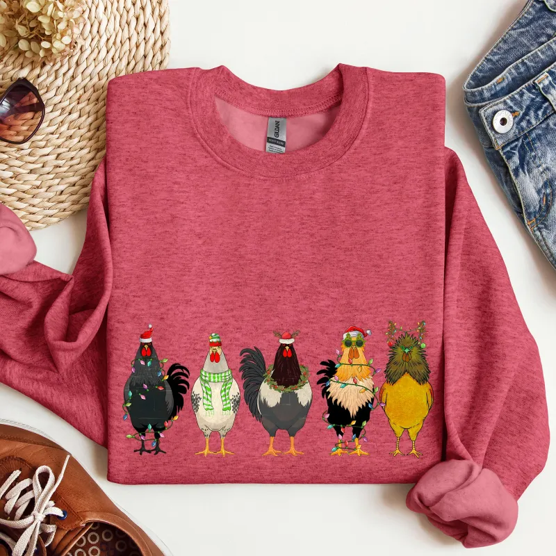 Christmas Chickens, Chicken Lovers, Santa, Farm Life Sweatshirt sold by Refinery Number One
