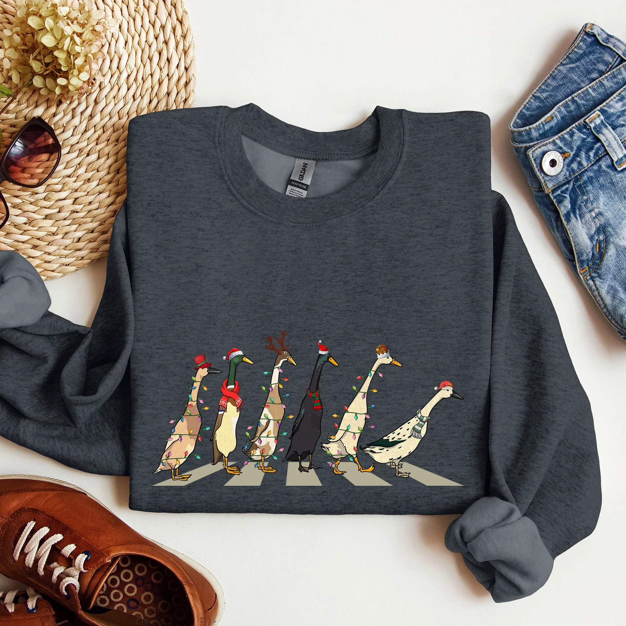 Christmas Ducks, Duck Lovers, Santa, Farm Life Sweatshirt sold by Refinery Number One product image thumbnail 4