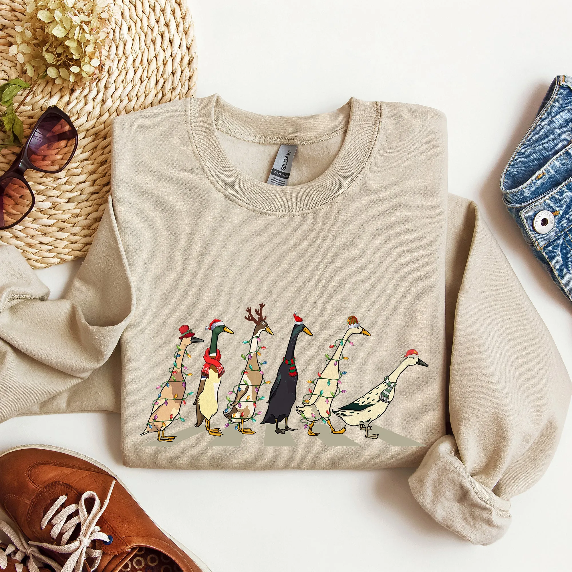 Christmas Ducks, Duck Lovers, Santa, Farm Life Sweatshirt sold by Refinery Number One