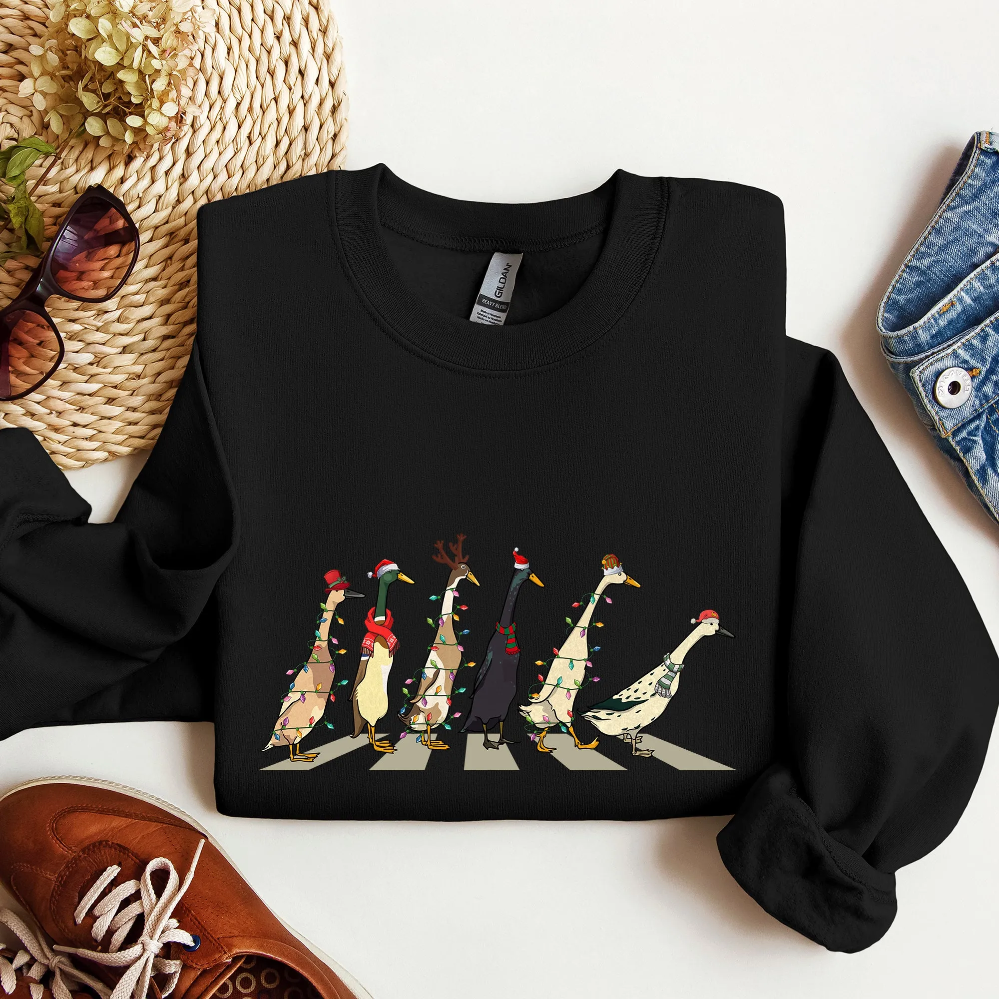 Christmas Ducks, Duck Lovers, Santa, Farm Life Sweatshirt sold by Refinery Number One product image thumbnail 3