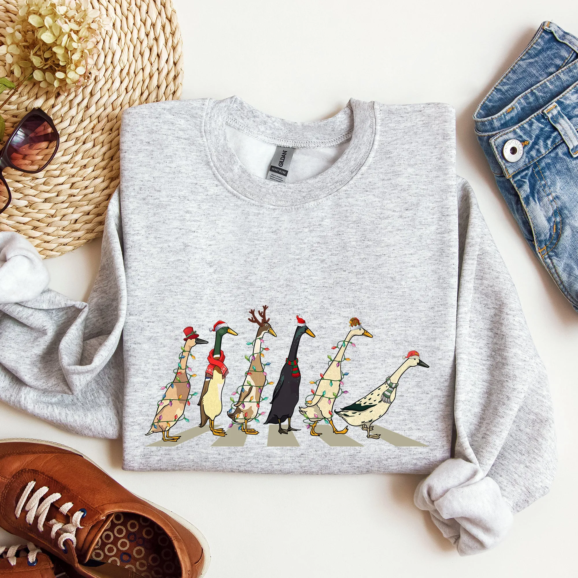 Christmas Ducks, Duck Lovers, Santa, Farm Life Sweatshirt sold by Refinery Number One product image thumbnail 2