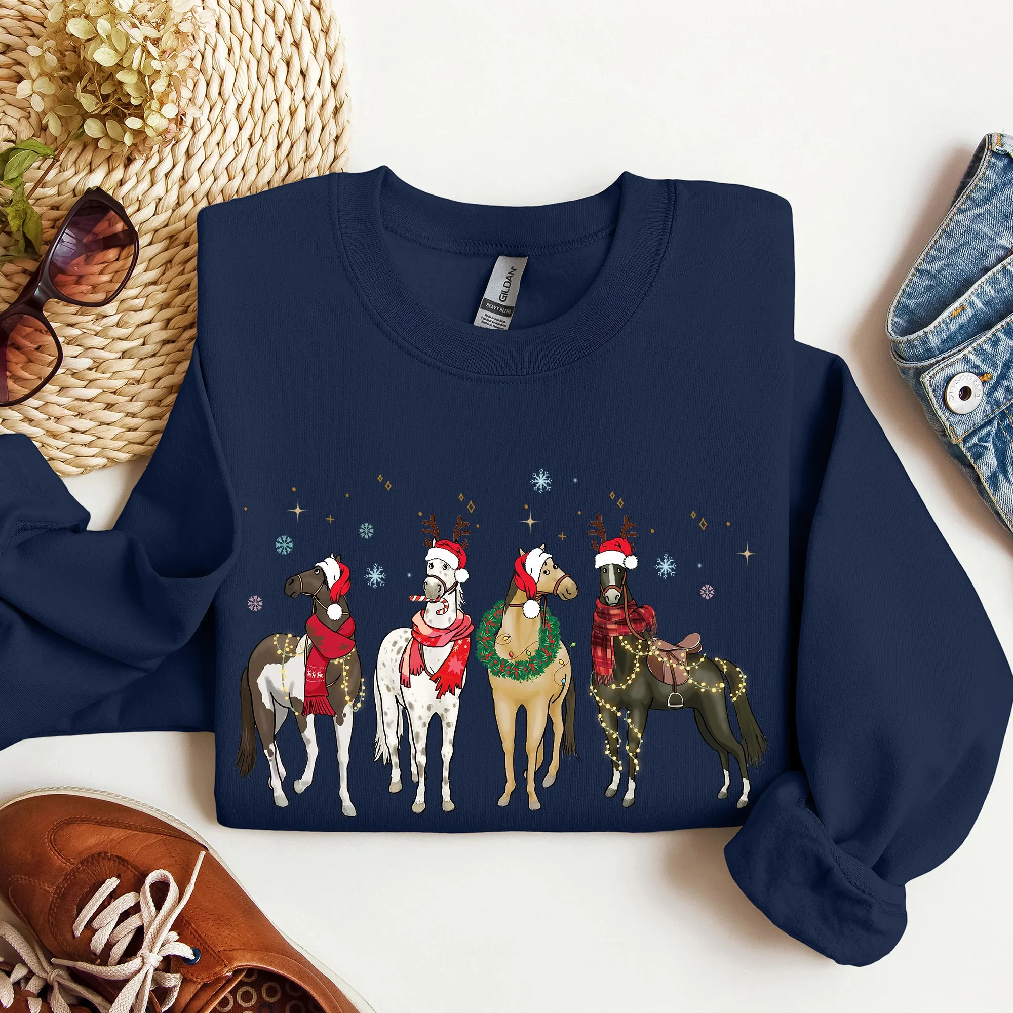 Christmas Horses, Horse Lovers, Santa Sweatshirt sold by Refinery Number One product image thumbnail 3