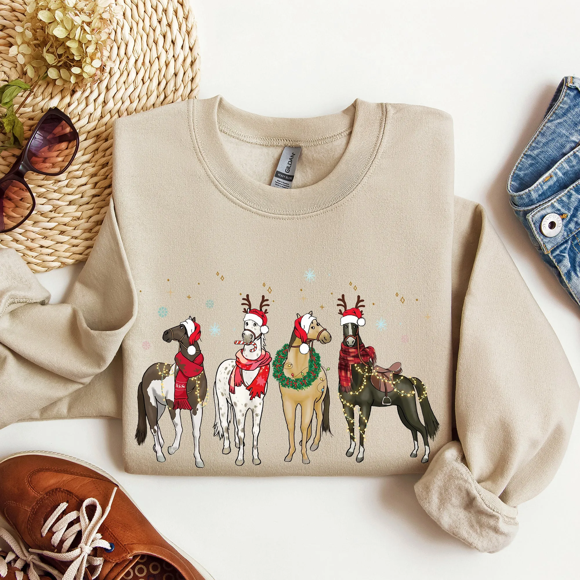 Christmas Horses, Horse Lovers, Santa Sweatshirt sold by Refinery Number One product image thumbnail 2