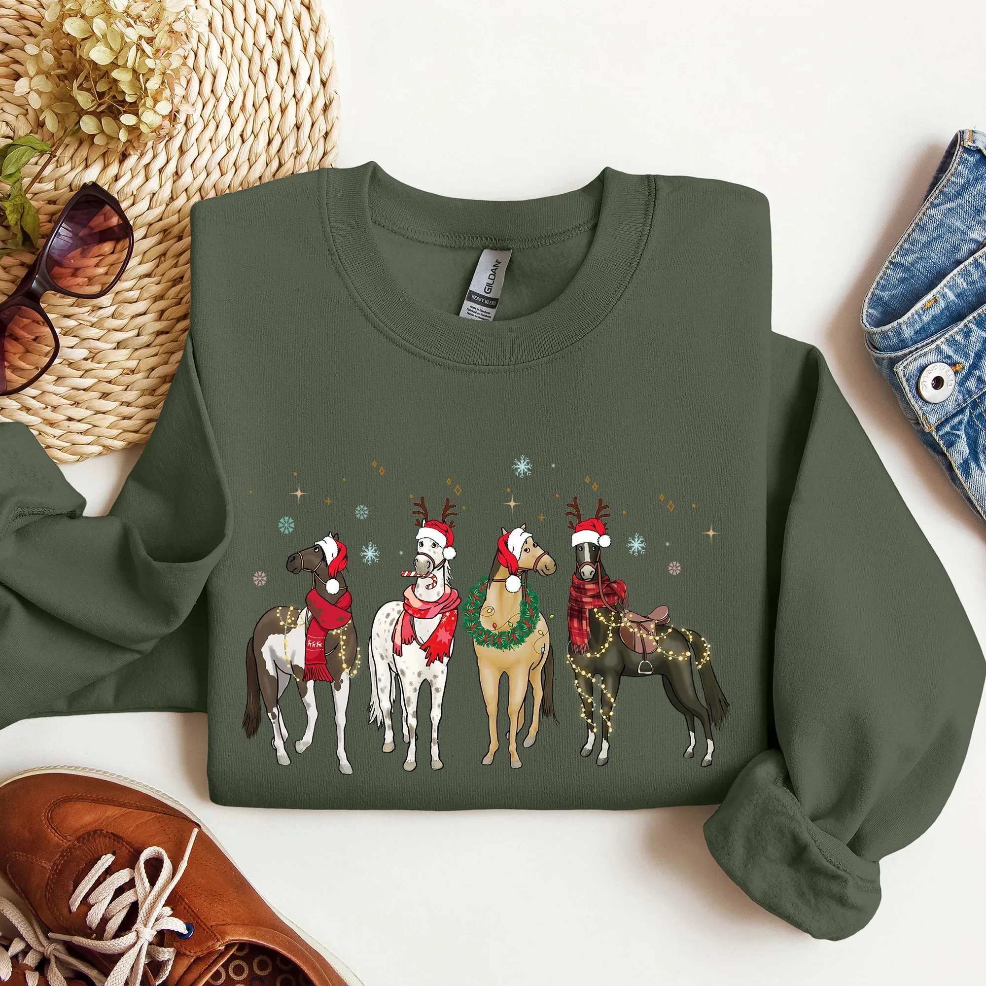 Christmas Horses, Horse Lovers, Santa Sweatshirt sold by Refinery Number One product image thumbnail 5