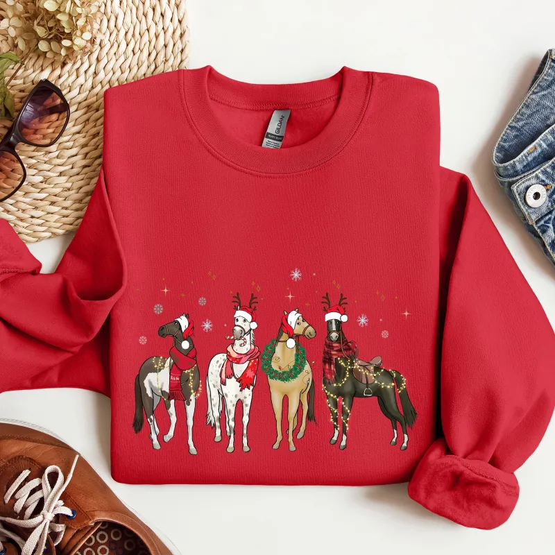 Christmas Horses, Horse Lovers, Santa Sweatshirt sold by Refinery Number One