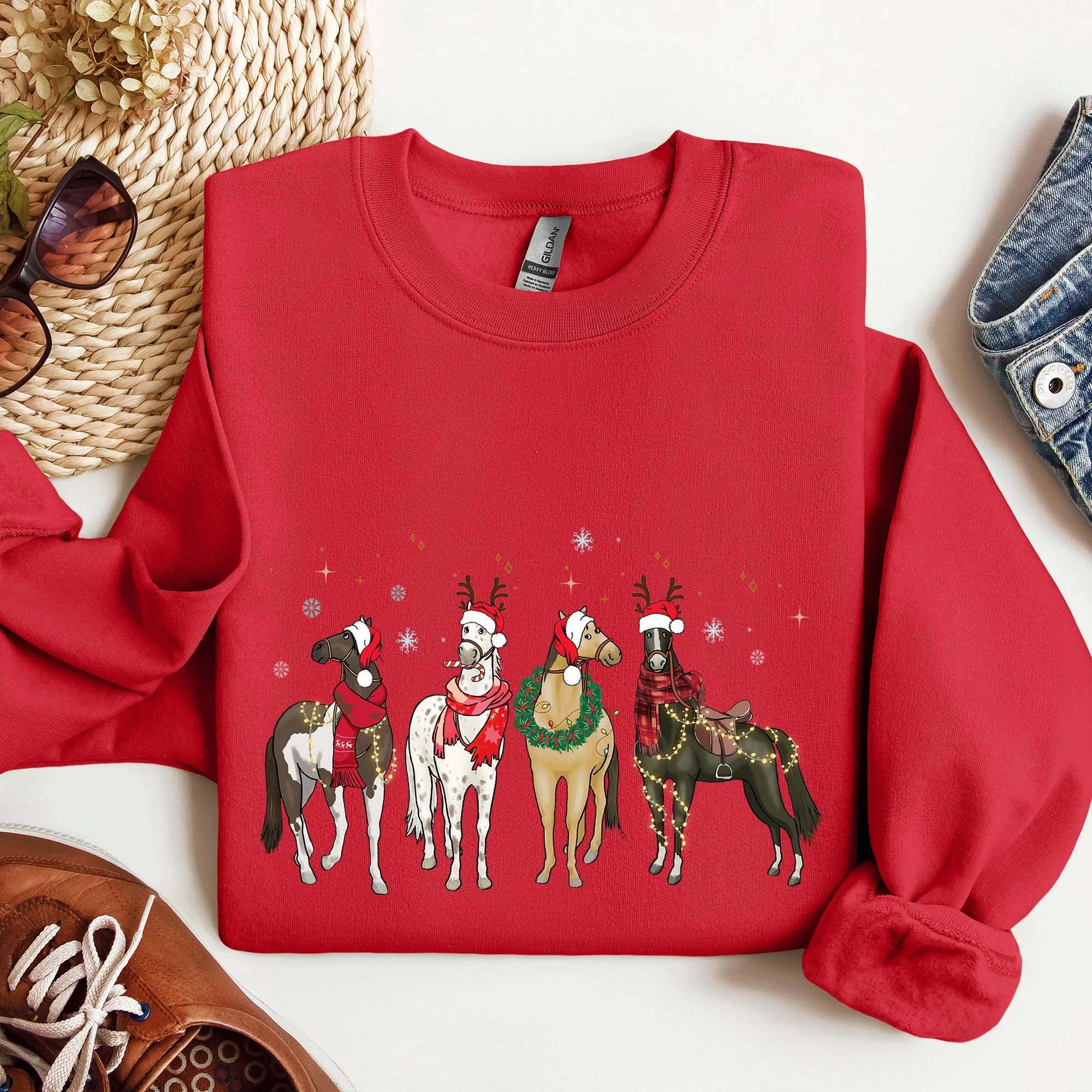 Christmas Horses, Horse Lovers, Santa Sweatshirt sold by Refinery Number One