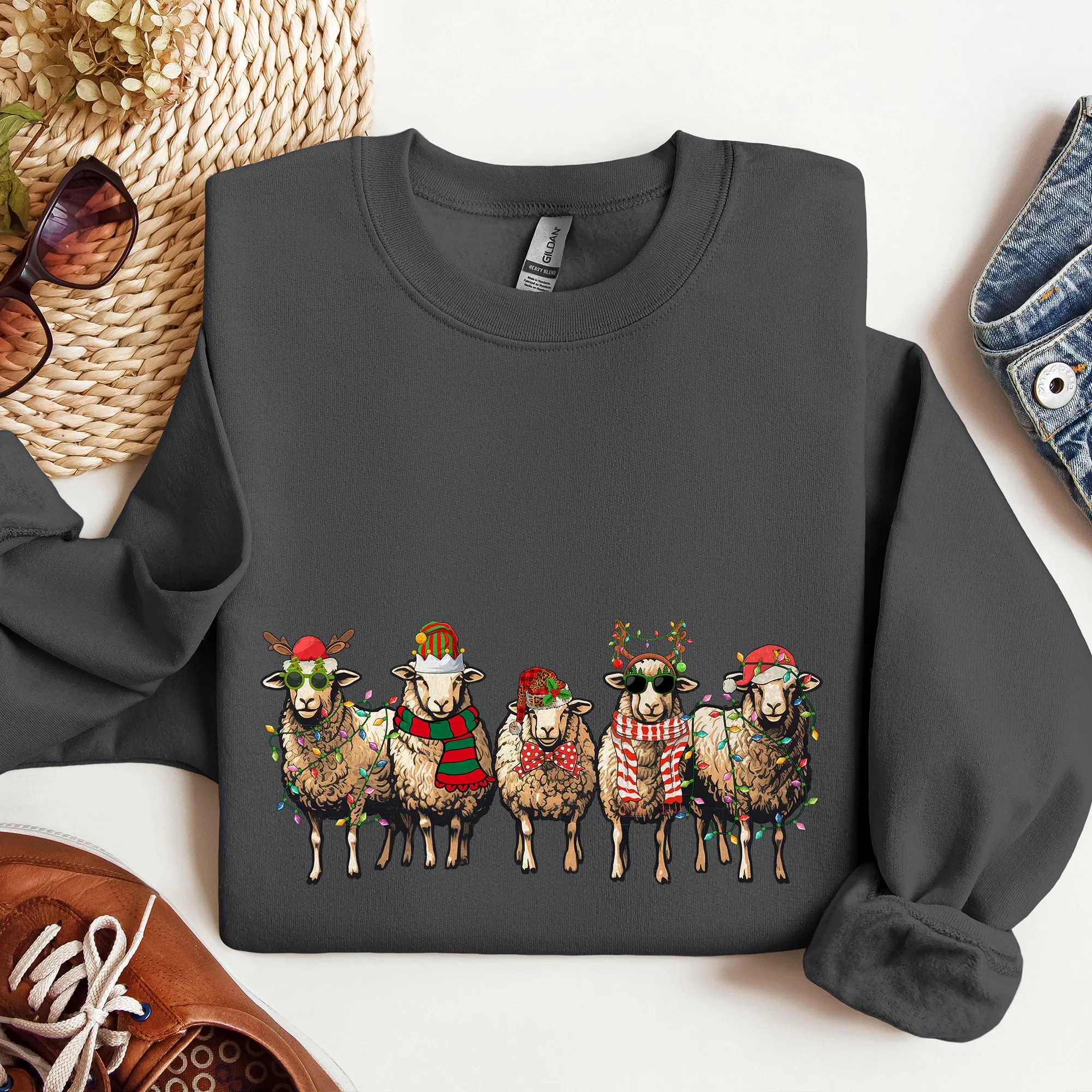 Christmas Sheep, Sheep Lovers, Santa, Farm Life Sweatshirt sold by Refinery Number One product image thumbnail 3
