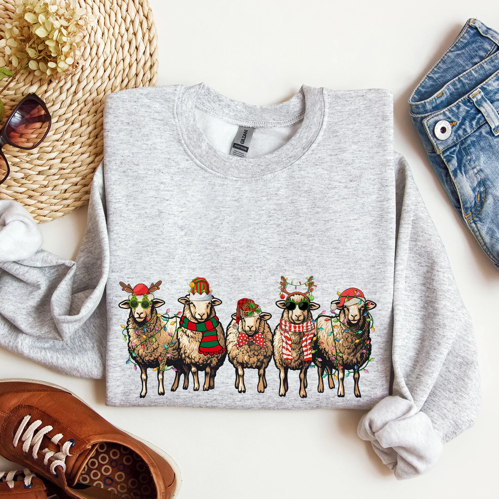 Christmas Sheep, Sheep Lovers, Santa, Farm Life Sweatshirt sold by Refinery Number One