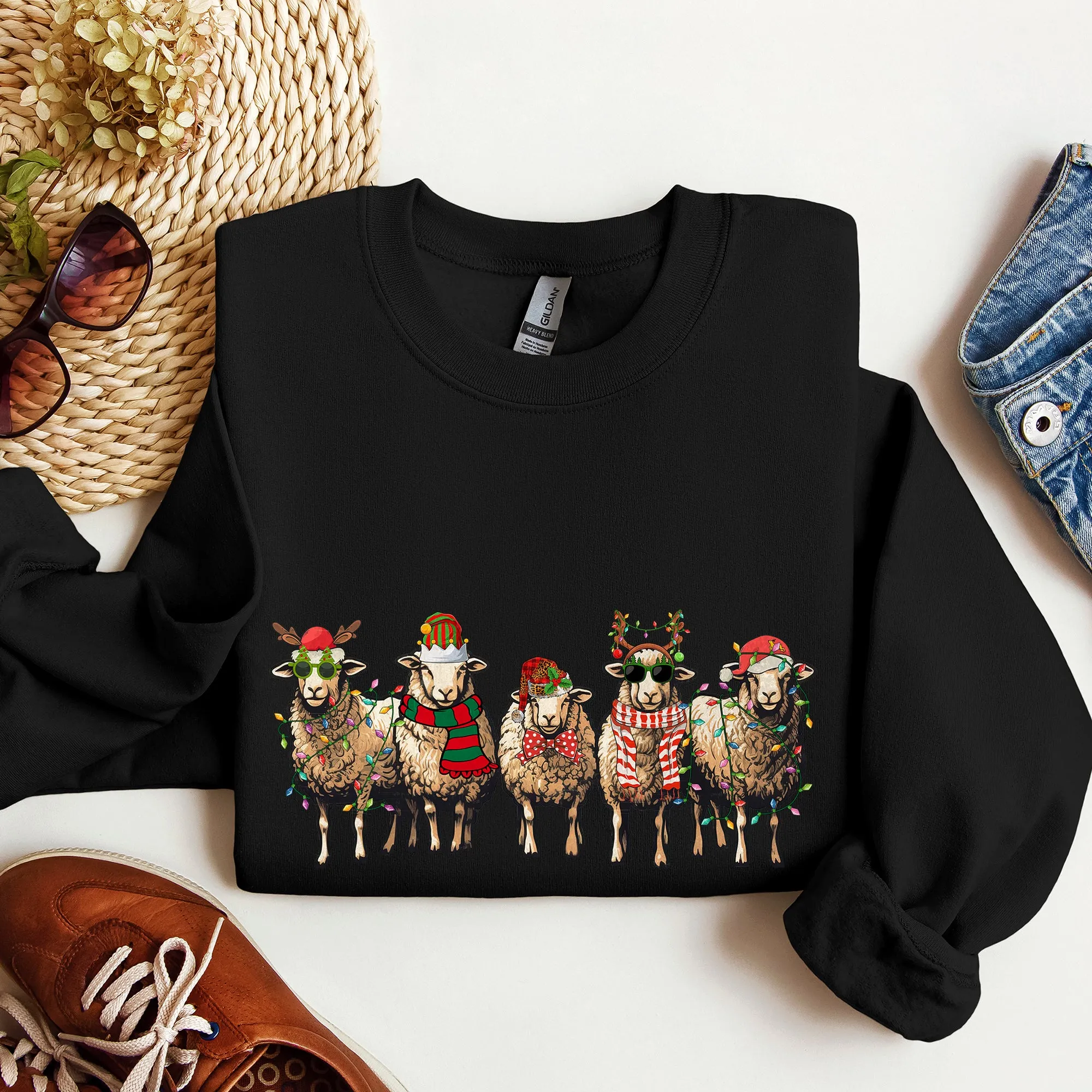 Christmas Sheep, Sheep Lovers, Santa, Farm Life Sweatshirt sold by Refinery Number One product image thumbnail 2