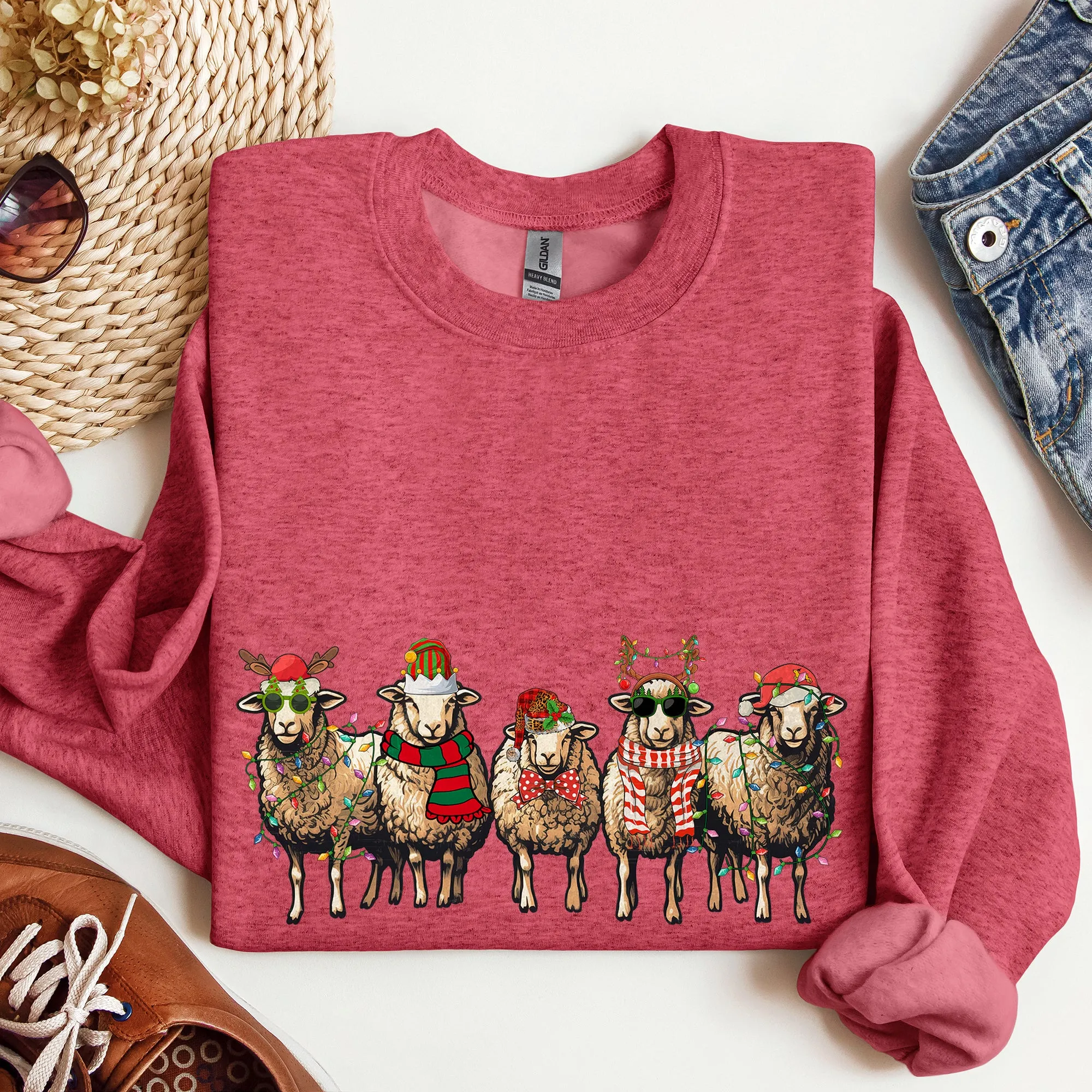 Christmas Sheep, Sheep Lovers, Santa, Farm Life Sweatshirt sold by Refinery Number One product image thumbnail 5