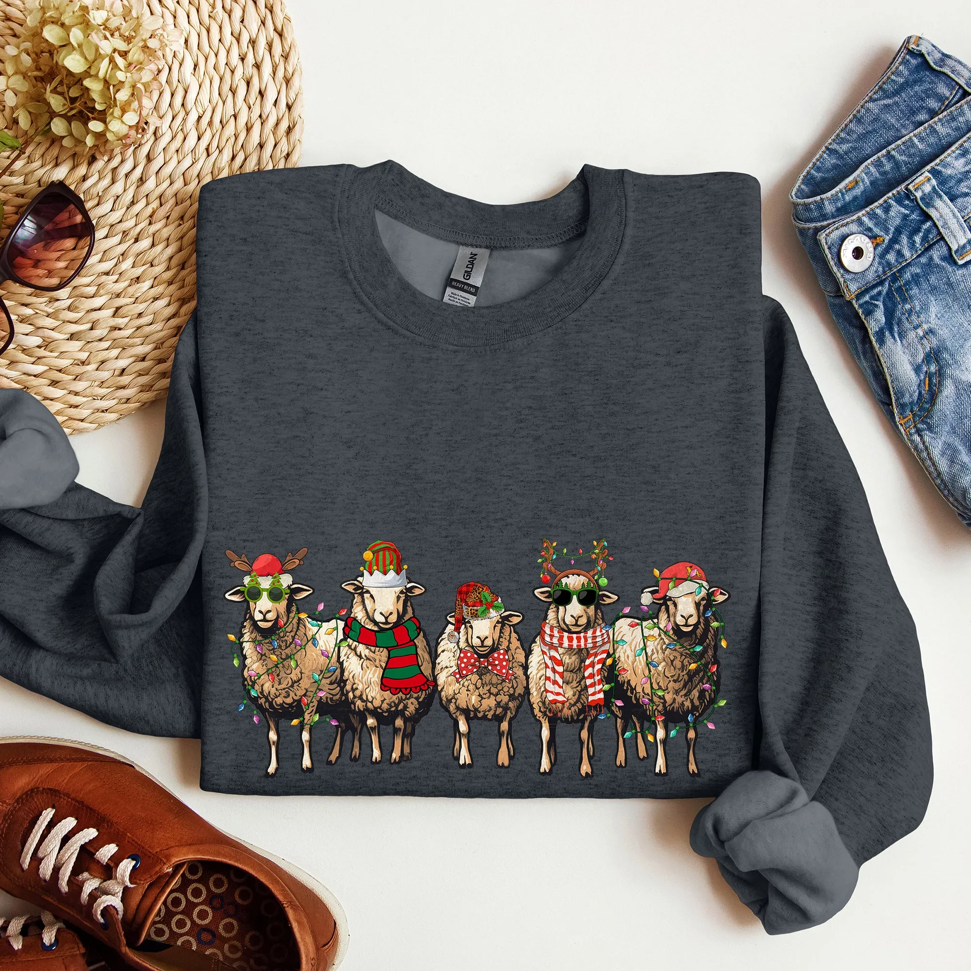 Christmas Sheep, Sheep Lovers, Santa, Farm Life Sweatshirt sold by Refinery Number One product image thumbnail 4