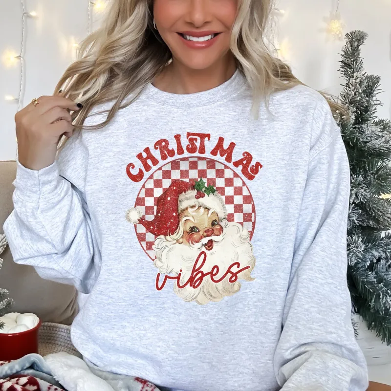 Christmas Vibes, Retro Santa Sweatshirt sold by Refinery Number One