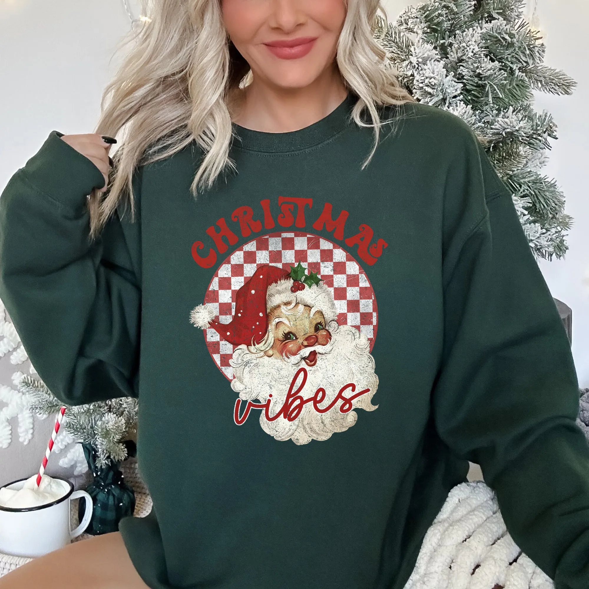 Christmas Vibes, Retro Santa Sweatshirt sold by Refinery Number One product image thumbnail 3