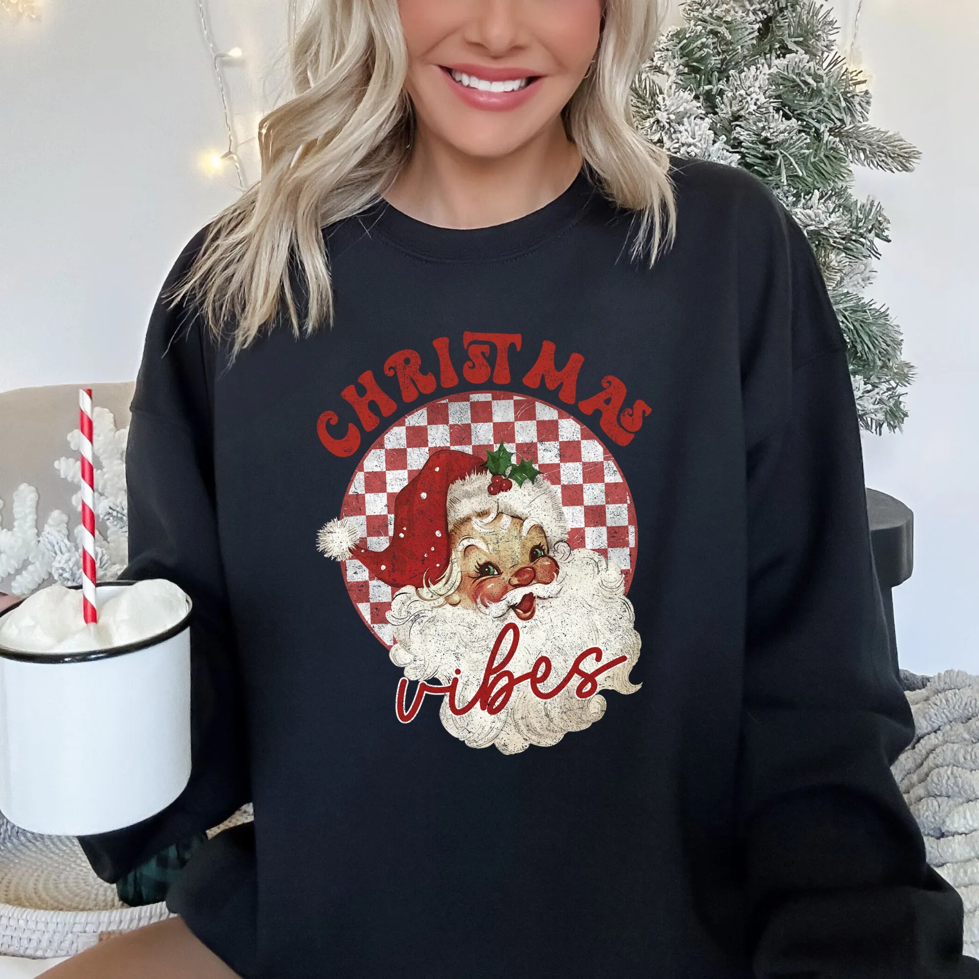 Christmas Vibes, Retro Santa Sweatshirt sold by Refinery Number One product image thumbnail 2