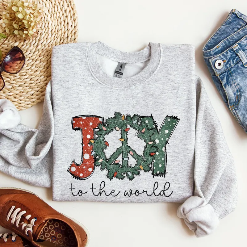 Joy To The World, Peace Wreath, Christmas Sweatshirt sold by Refinery Number One