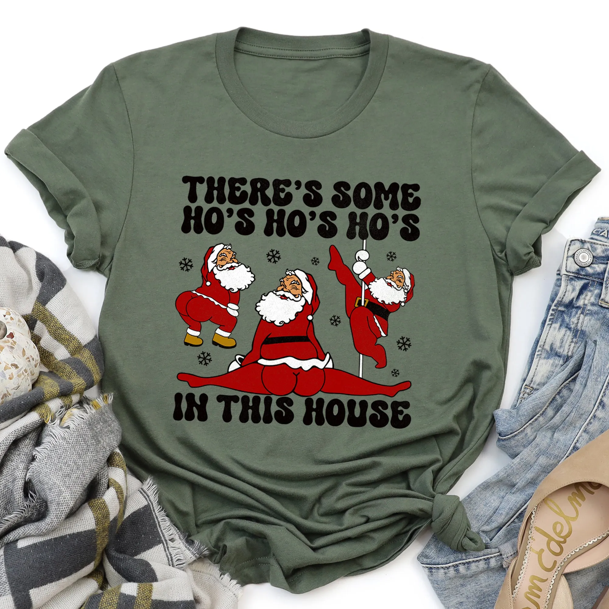 There's Some Ho's In This House, Santa, Dancing, Twerk, Retro, Naughty, Super Soft Tshirt sold by Refinery Number One product image thumbnail 3