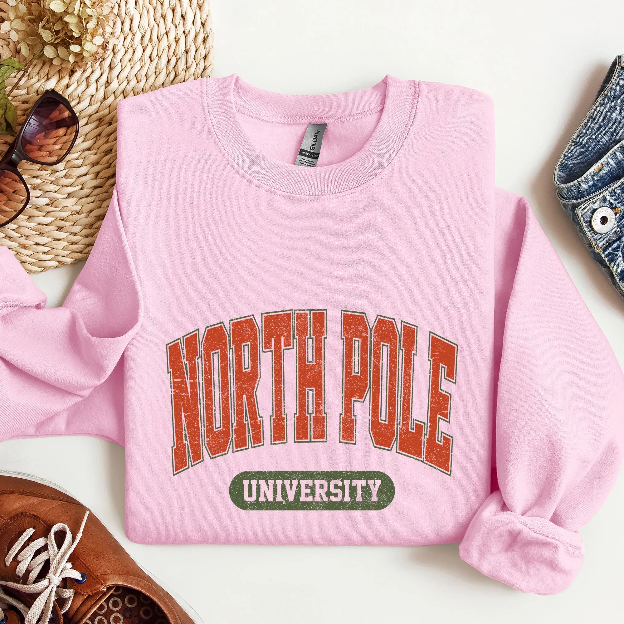 North Pole University, Collegiate Style, Retro, Christmas, Santa Sweatshirt sold by Refinery Number One product image thumbnail 5