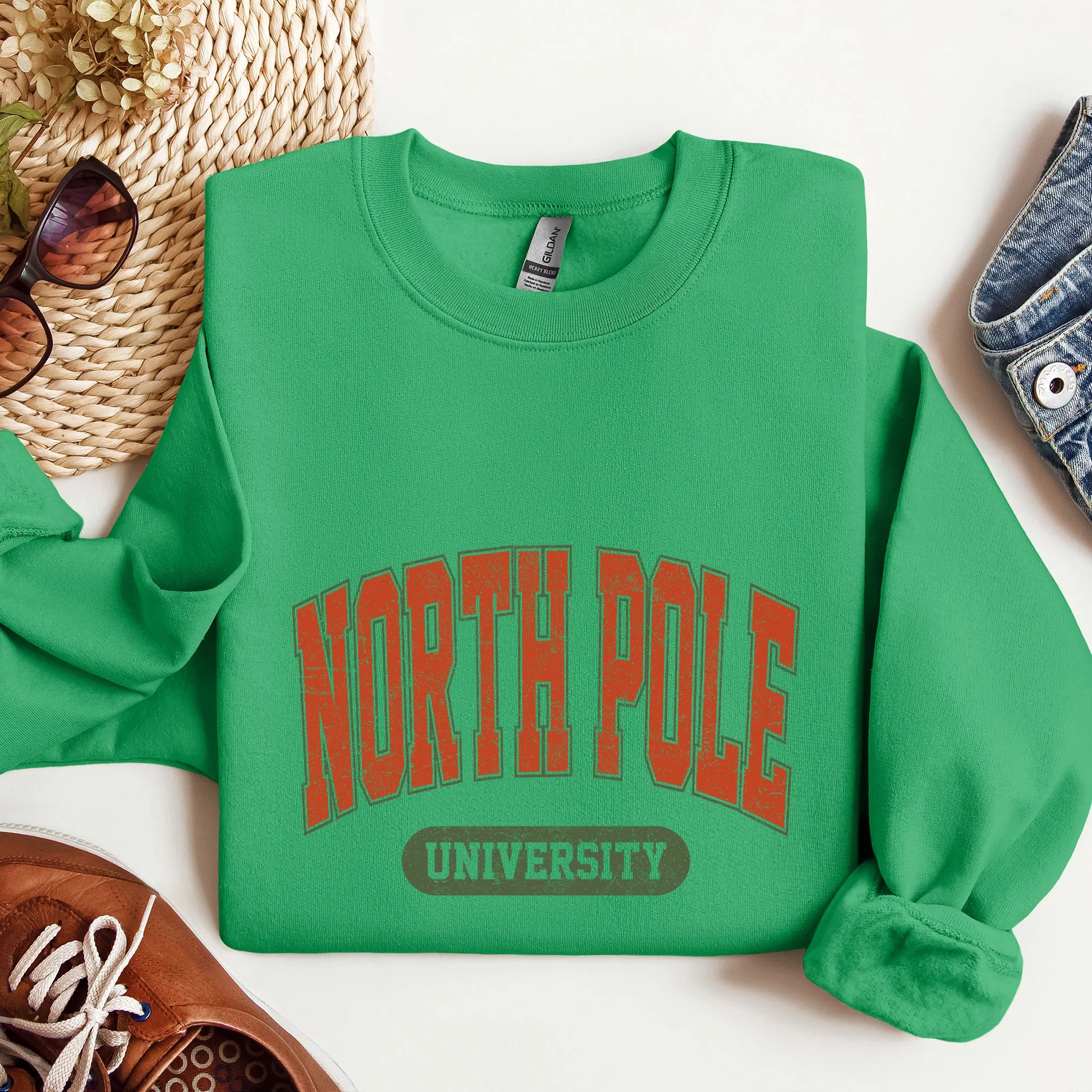 North Pole University, Collegiate Style, Retro, Christmas, Santa Sweatshirt sold by Refinery Number One product image thumbnail 3