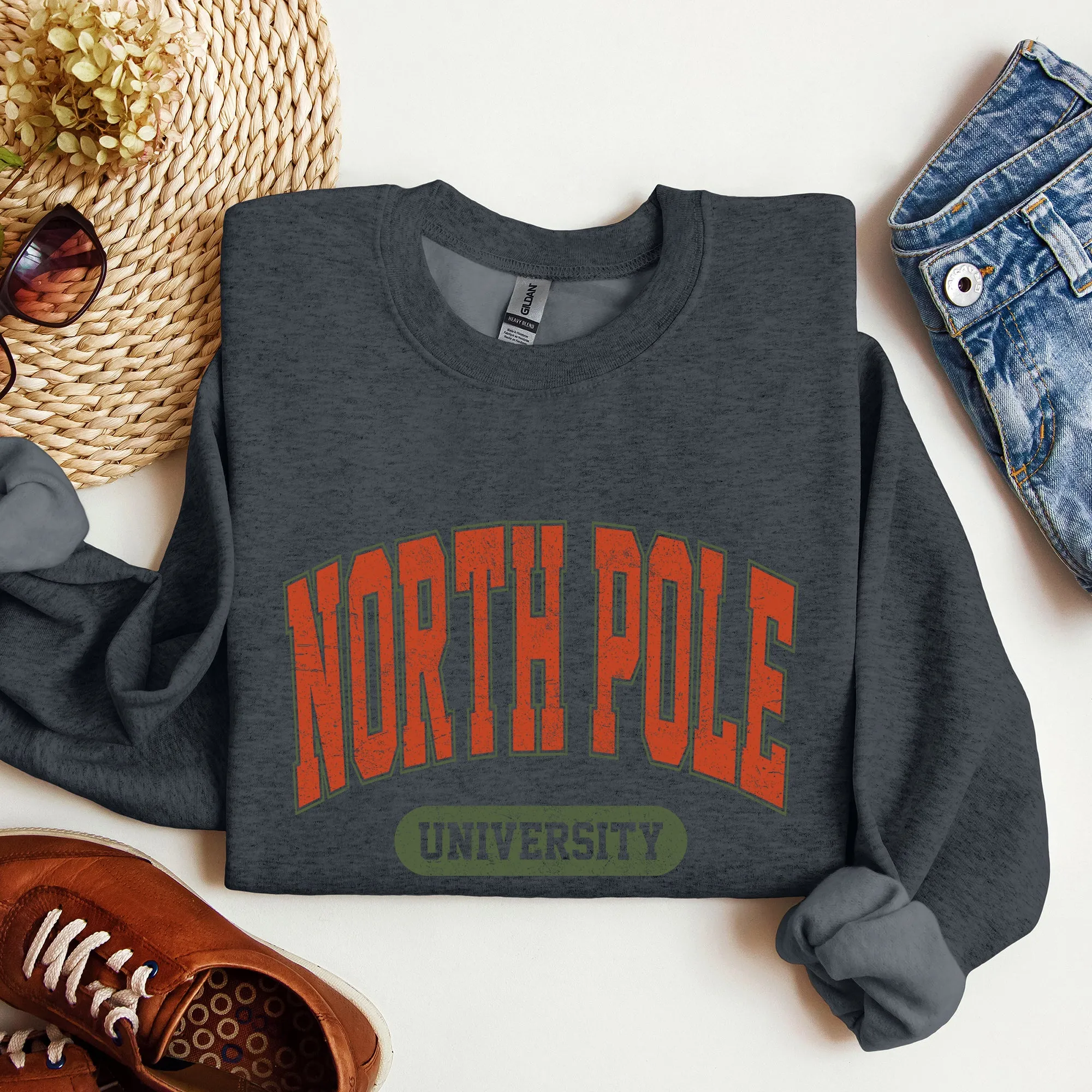 North Pole University, Collegiate Style, Retro, Christmas, Santa Sweatshirt sold by Refinery Number One product image thumbnail 2