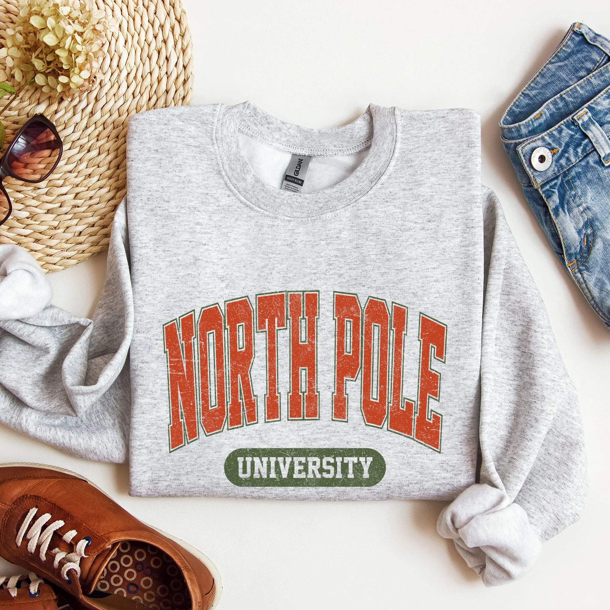 North Pole University, Collegiate Style, Retro, Christmas, Santa Sweatshirt sold by Refinery Number One product image thumbnail 4