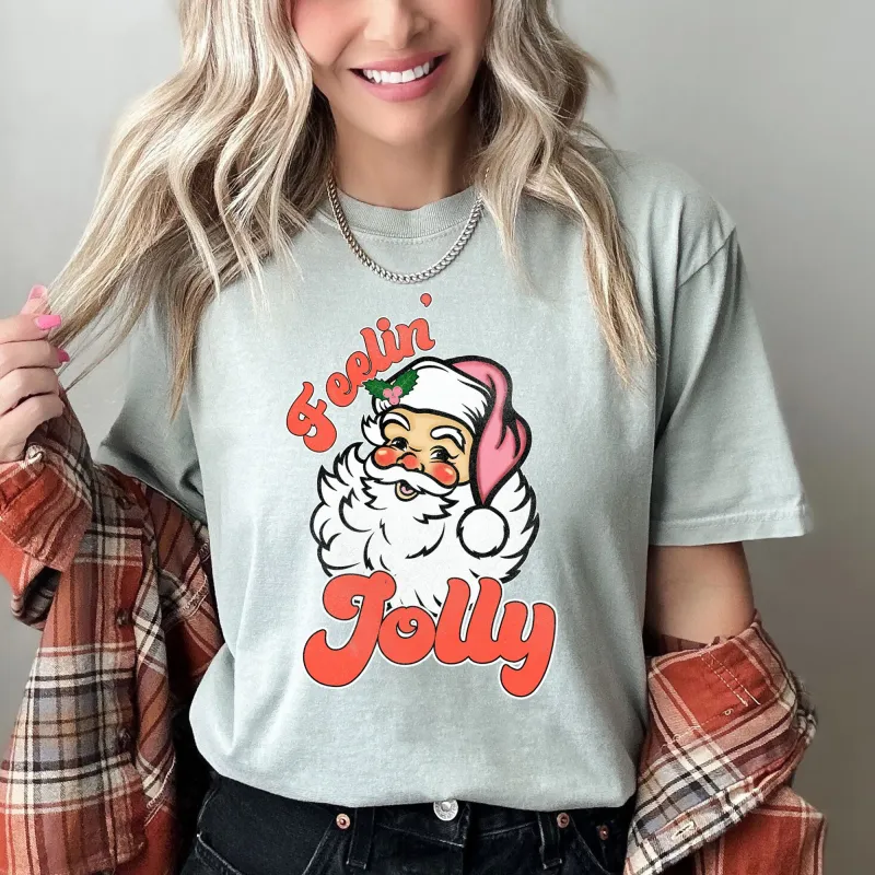 Feeling Jolly, Retro Santa, Christmas Comfort Colors Tshirt sold by Refinery Number One