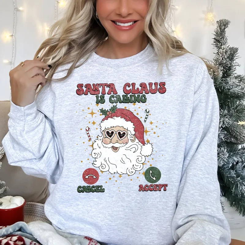 Santa Is Calling, iPhone, Android, Cell Phone, Christmas Sweatshirt sold by Refinery Number One