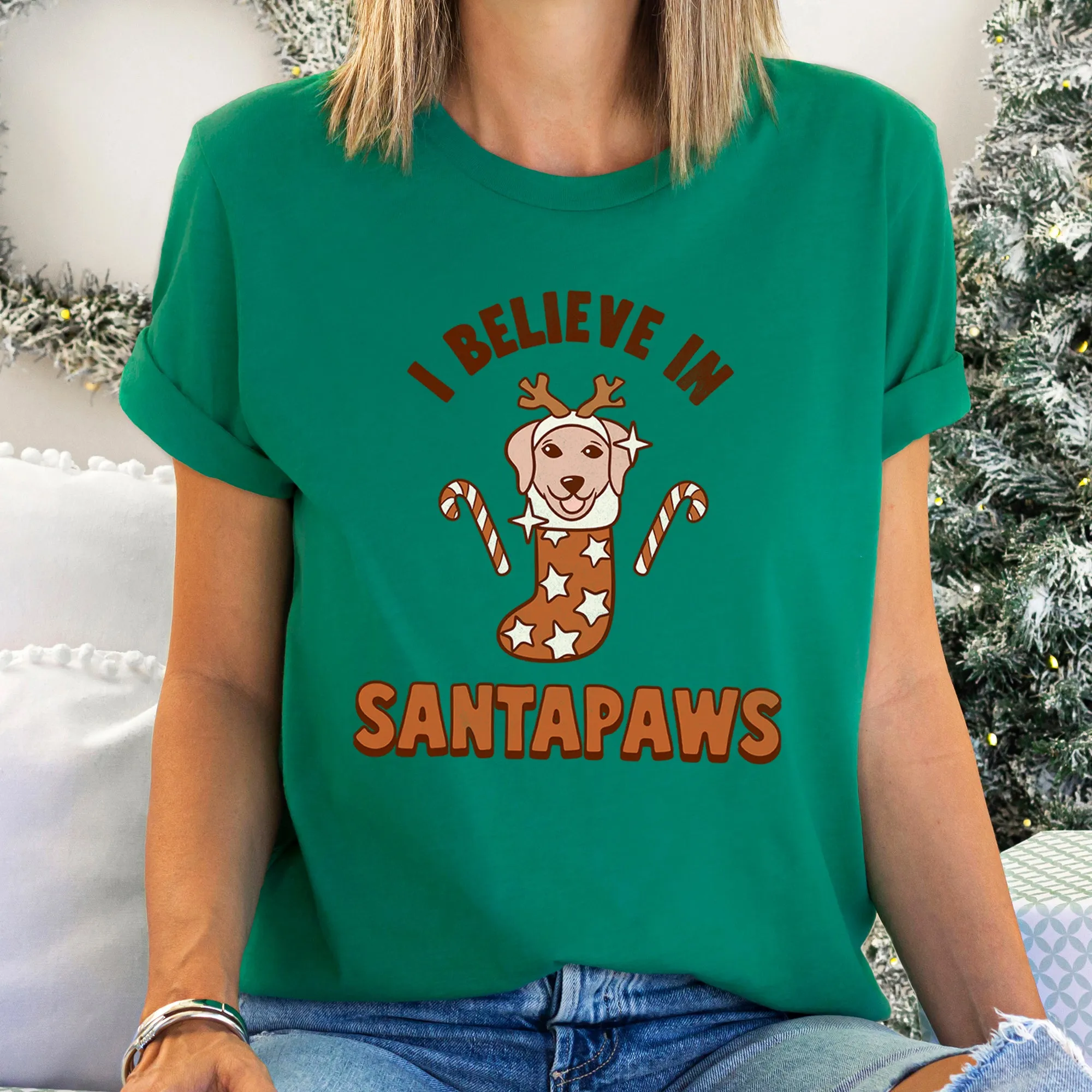 I Believe In Santa, Dog Lover, Pets, Christmas Super Soft Tees sold by Refinery Number One product image thumbnail 2