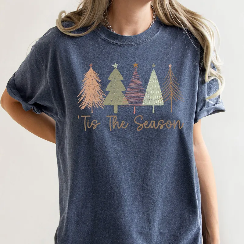 Tis The Season, Doodle Christmas Trees, Pastels, Gorgeous, Comfort Colors Tshirt sold by Refinery Number One