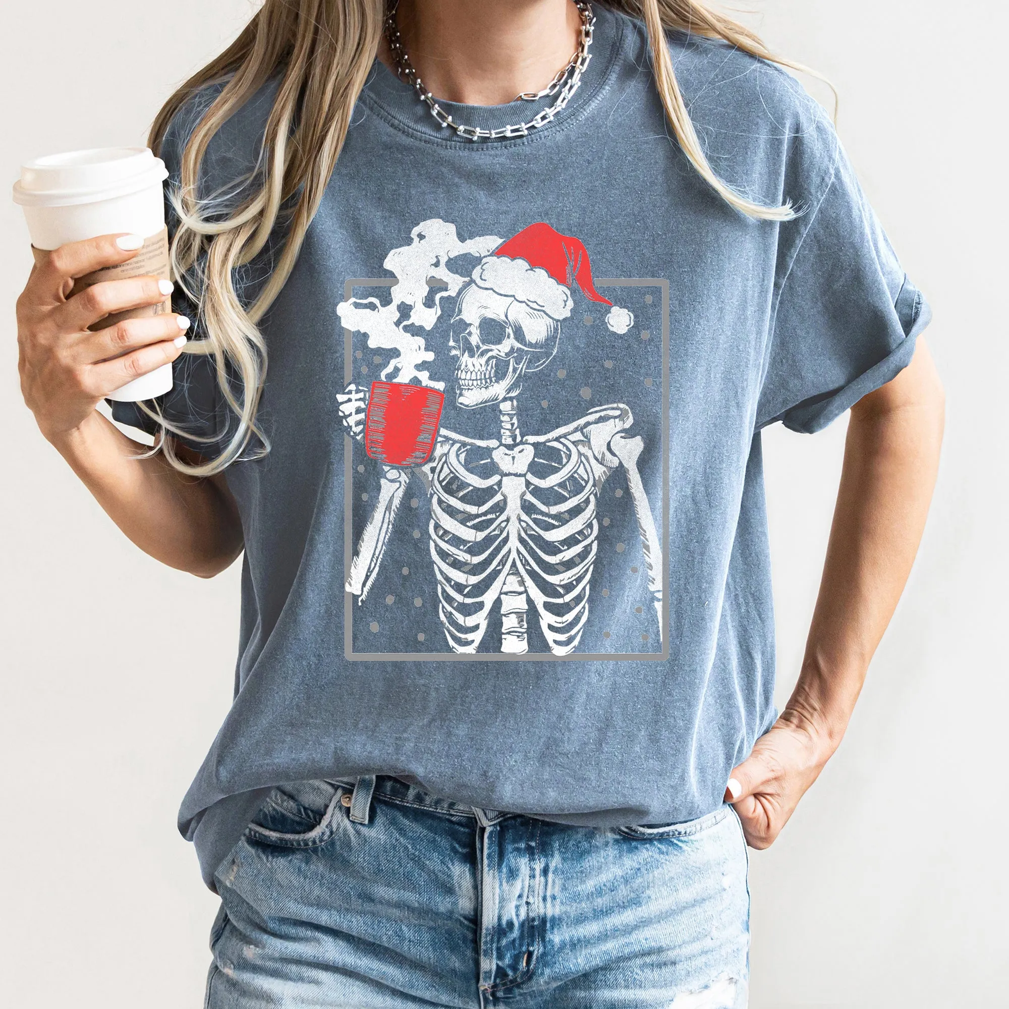 Santa Skeleton Coffee, Vintage, Christmas, Comfort Colors Tshirt sold by Refinery Number One product image thumbnail 2