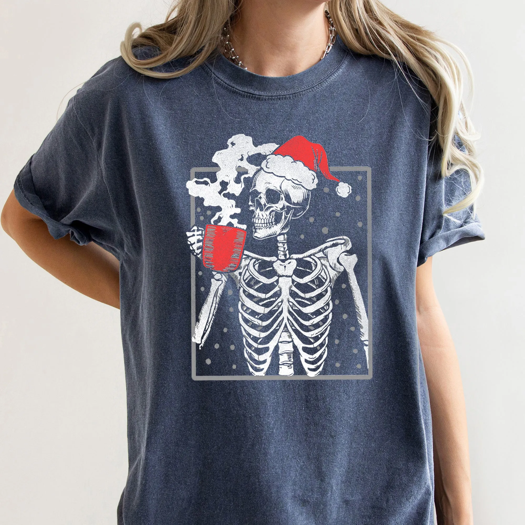 Santa Skeleton Coffee, Vintage, Christmas, Comfort Colors Tshirt sold by Refinery Number One product image thumbnail 4