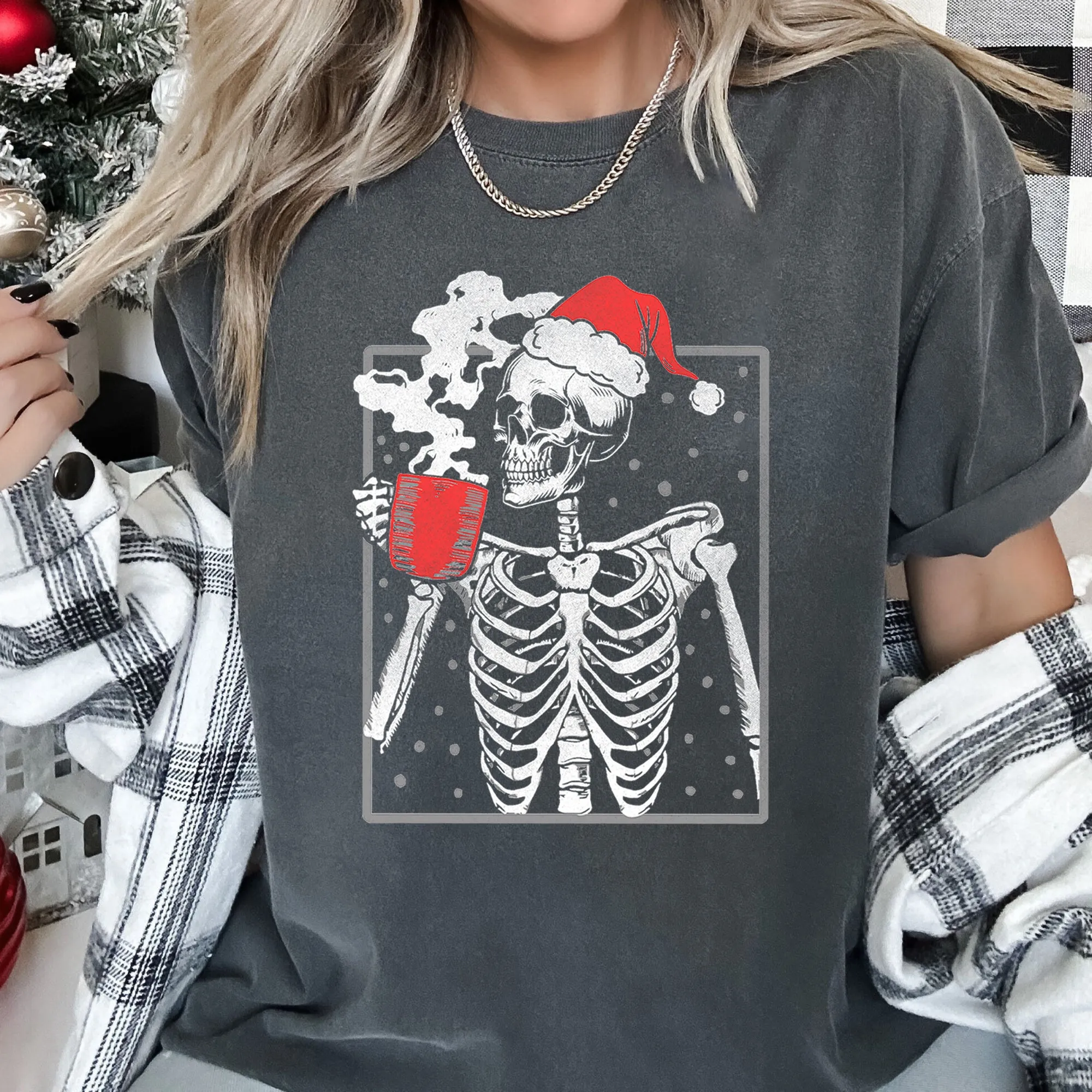 Santa Skeleton Coffee, Vintage, Christmas, Comfort Colors Tshirt sold by Refinery Number One product image thumbnail 5