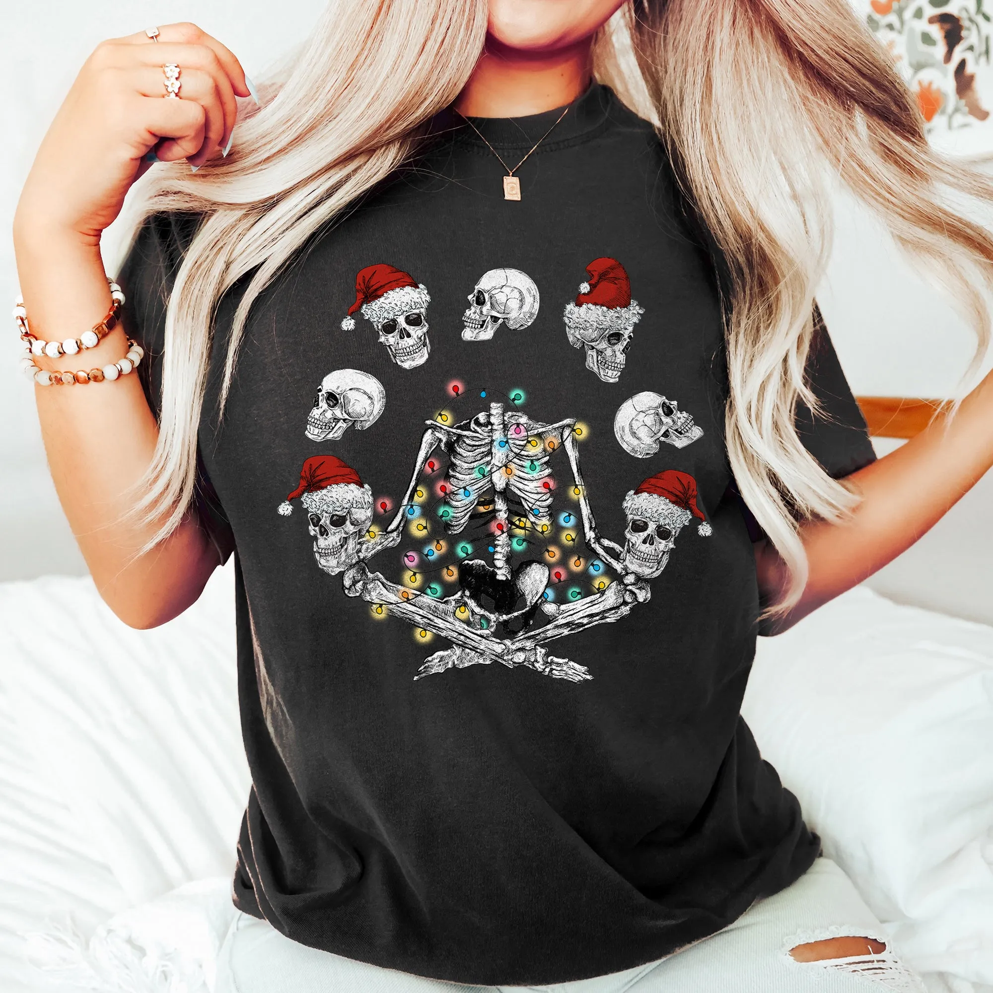 Skeleton Christmas Juggling Yoga Santa Claus Festive Holiday Party Artwork Comfort Colors Tee sold by Refinery Number One