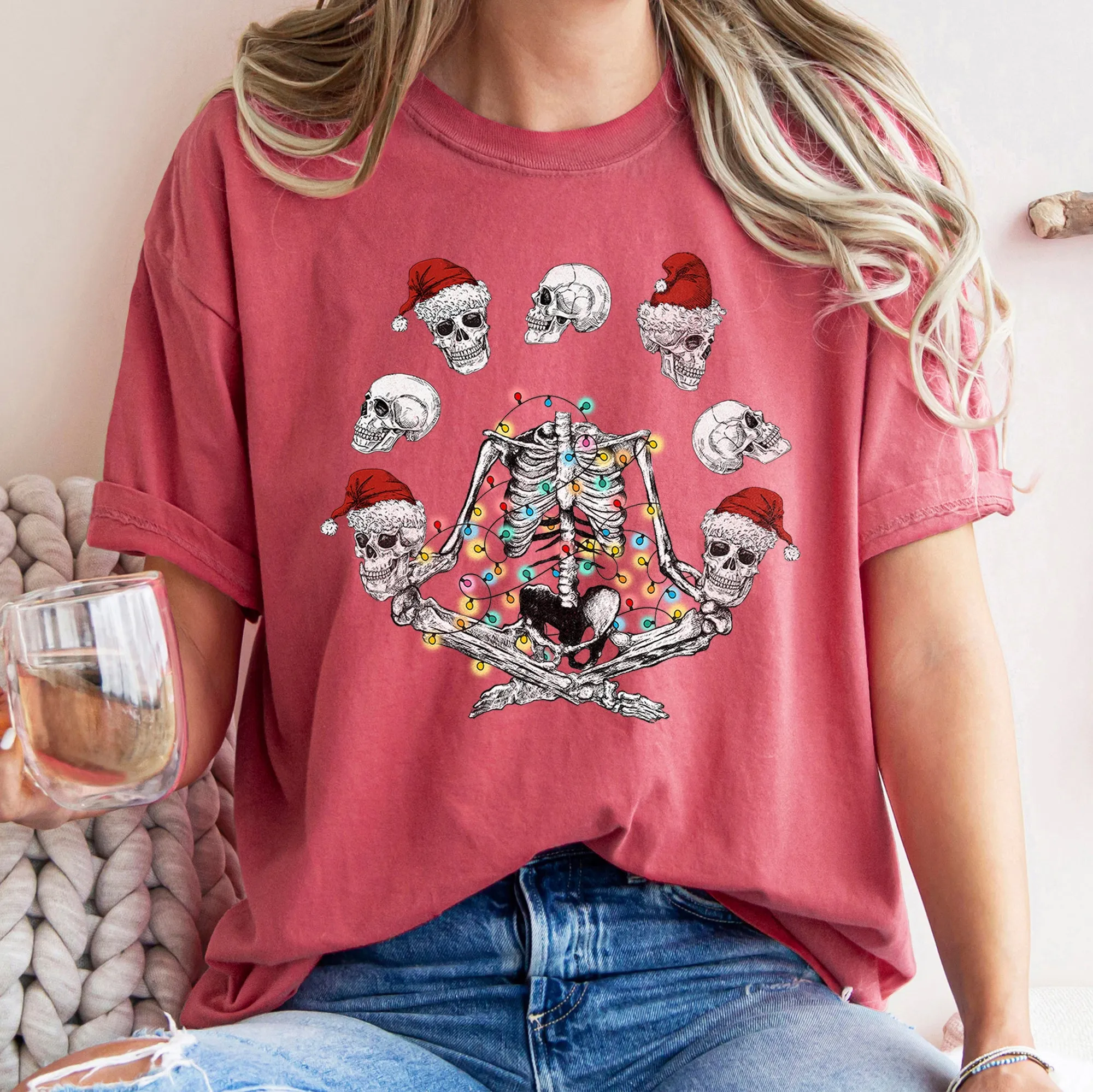 Skeleton Christmas Juggling Yoga Santa Claus Festive Holiday Party Artwork Comfort Colors Tee sold by Refinery Number One product image thumbnail 3