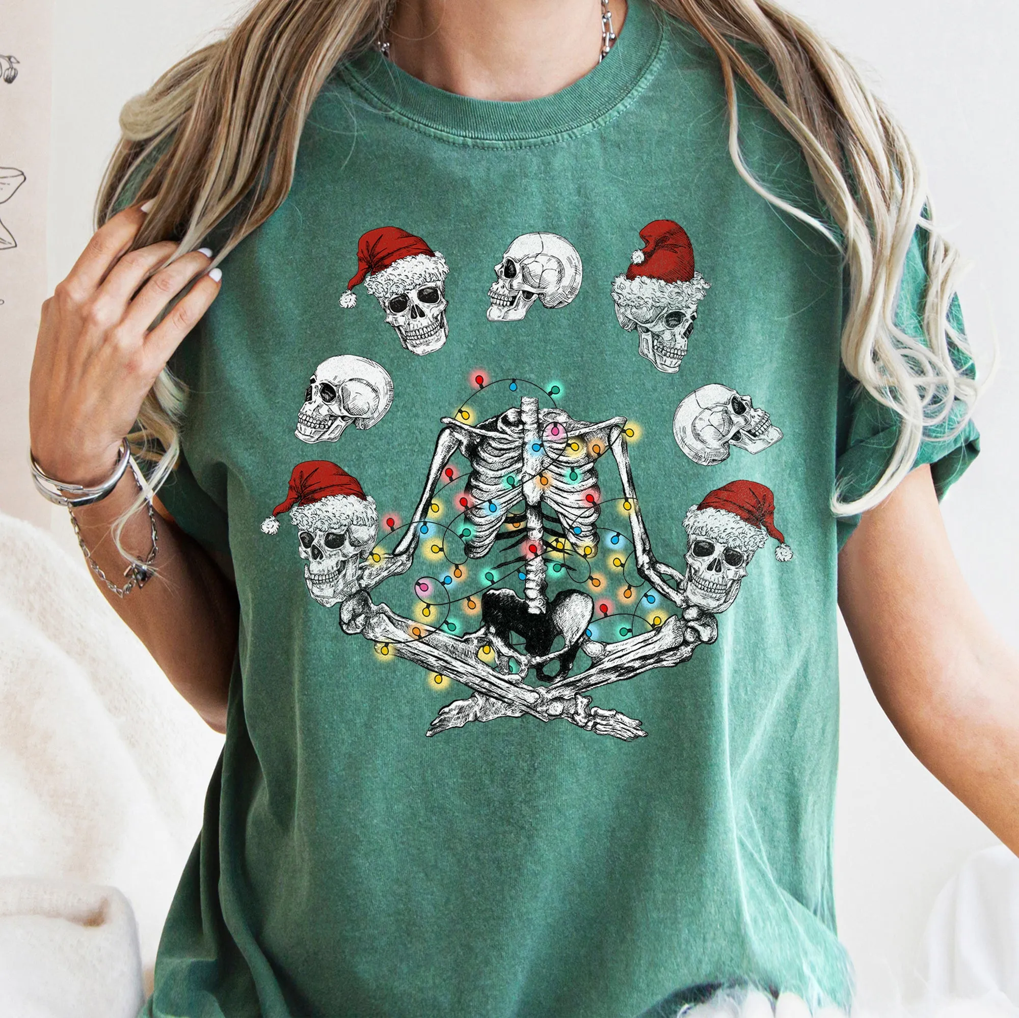 Skeleton Christmas Juggling Yoga Santa Claus Festive Holiday Party Artwork Comfort Colors Tee sold by Refinery Number One product image thumbnail 2