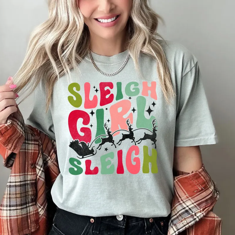 Sleigh Girl Sleigh, Santa, Christmas, Retro, Comfort Colors Tshirt sold by Refinery Number One