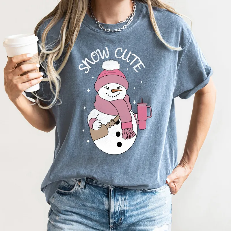 Snow Cute, Bougie Snowman, Christmas, BooJee, Comfort Colors Tshirt sold by Refinery Number One