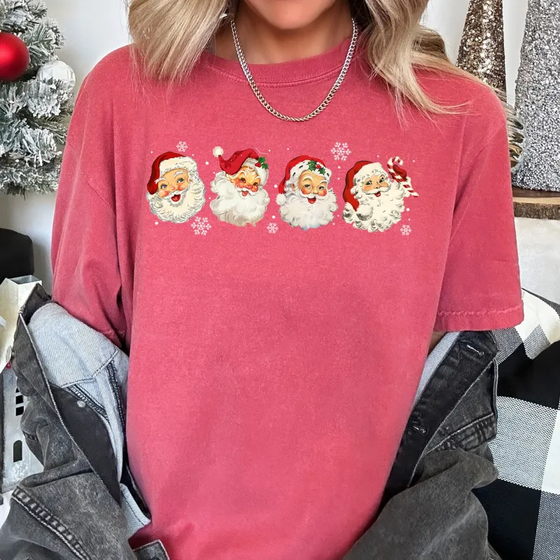Retro Santas With Snowflakes, Christmas, Comfort Colors Tshirt sold by Refinery Number One