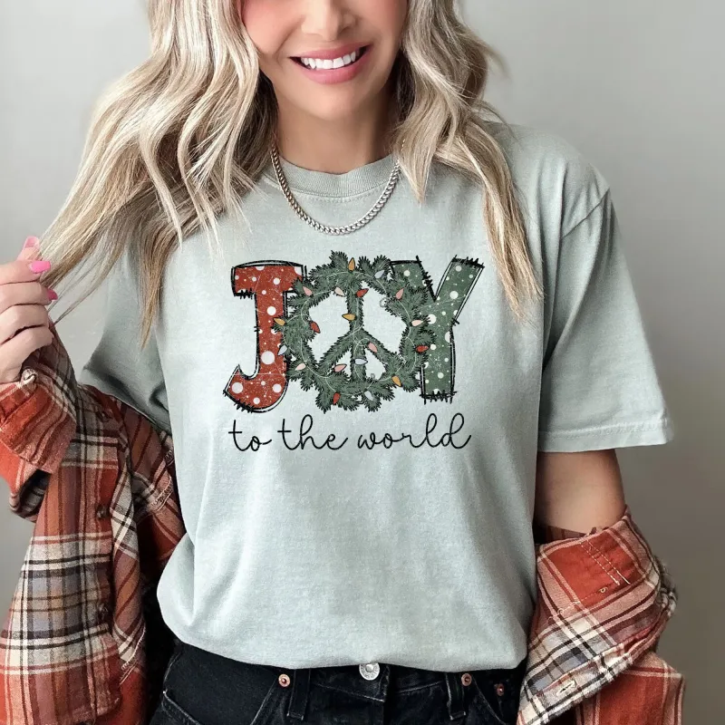 Joy To The World, Peace Wreath, Christmas, Comfort Colors, Tshirt sold by Refinery Number One