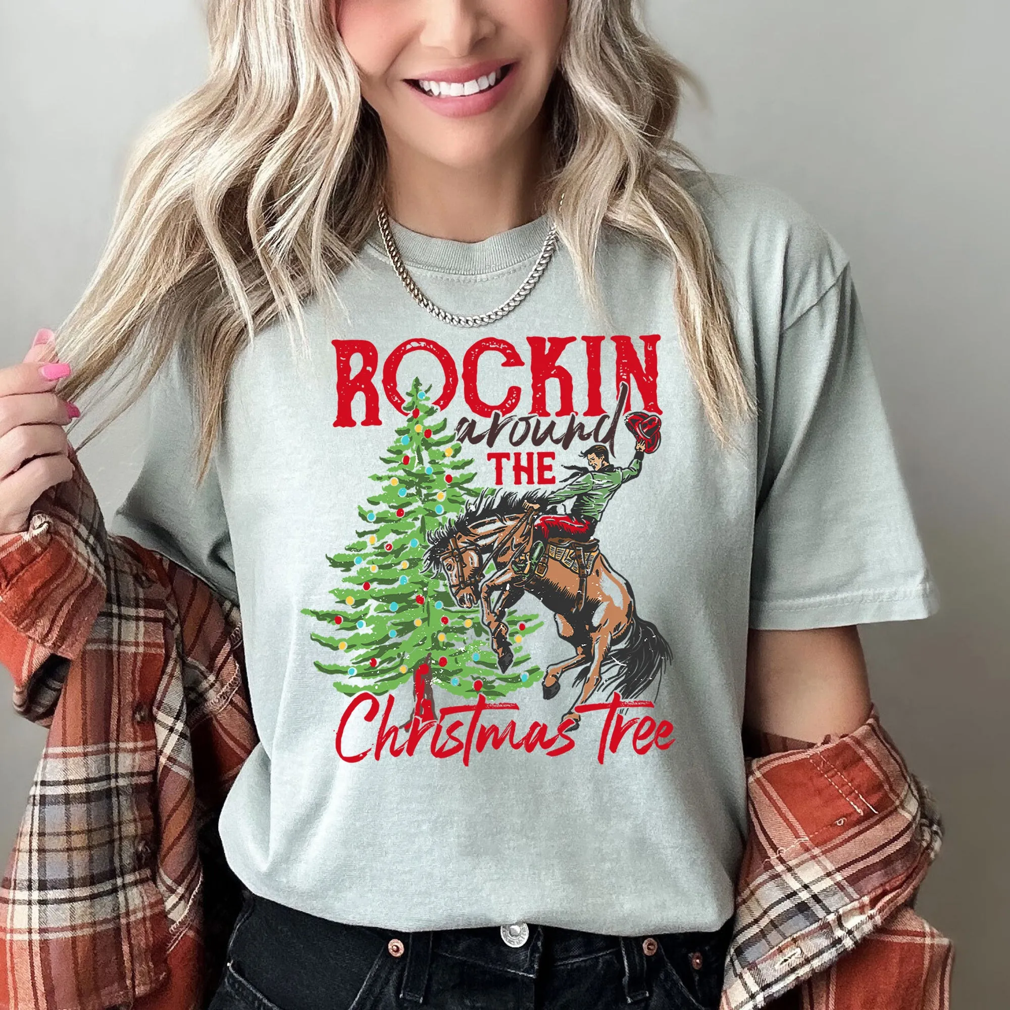 Rocking Around The Christmas Tree, Cowboy, Horse, Rodeo, Comfort Colors Tshirt sold by Refinery Number One