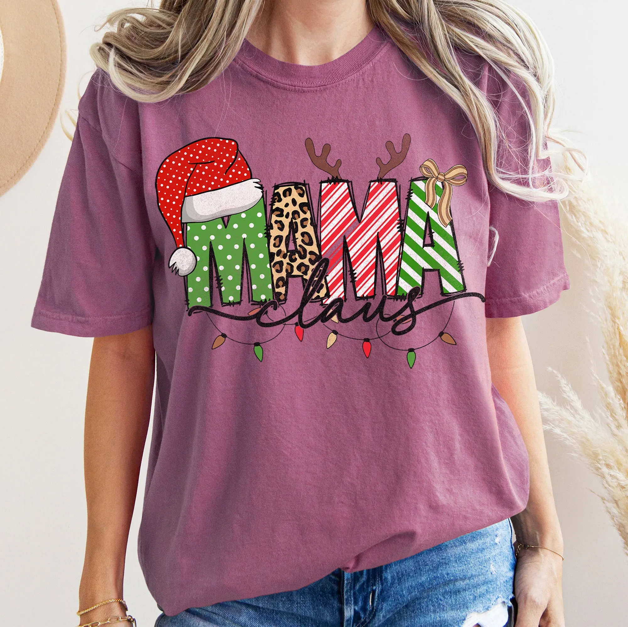 Mama Claus, Santa, Plaid, Leopard Print, Christmas, Comfort Colors, Tshirt sold by Refinery Number One product image thumbnail 2