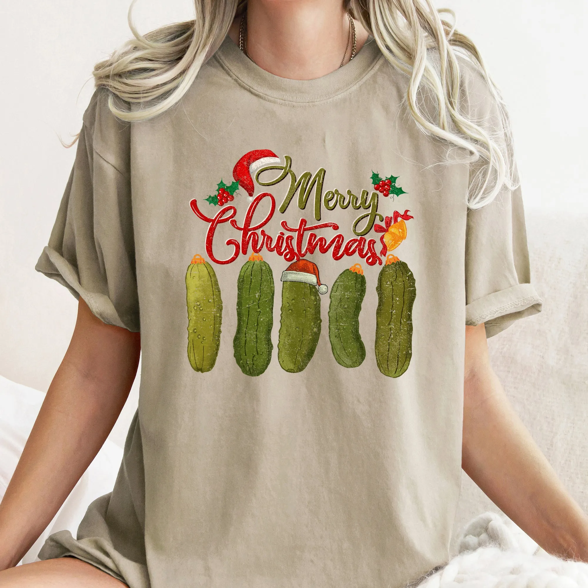 Merry Christmas Pickles, Classic, Retro, Vintage , Comfort Colors Tshirt sold by Refinery Number One product image thumbnail 4