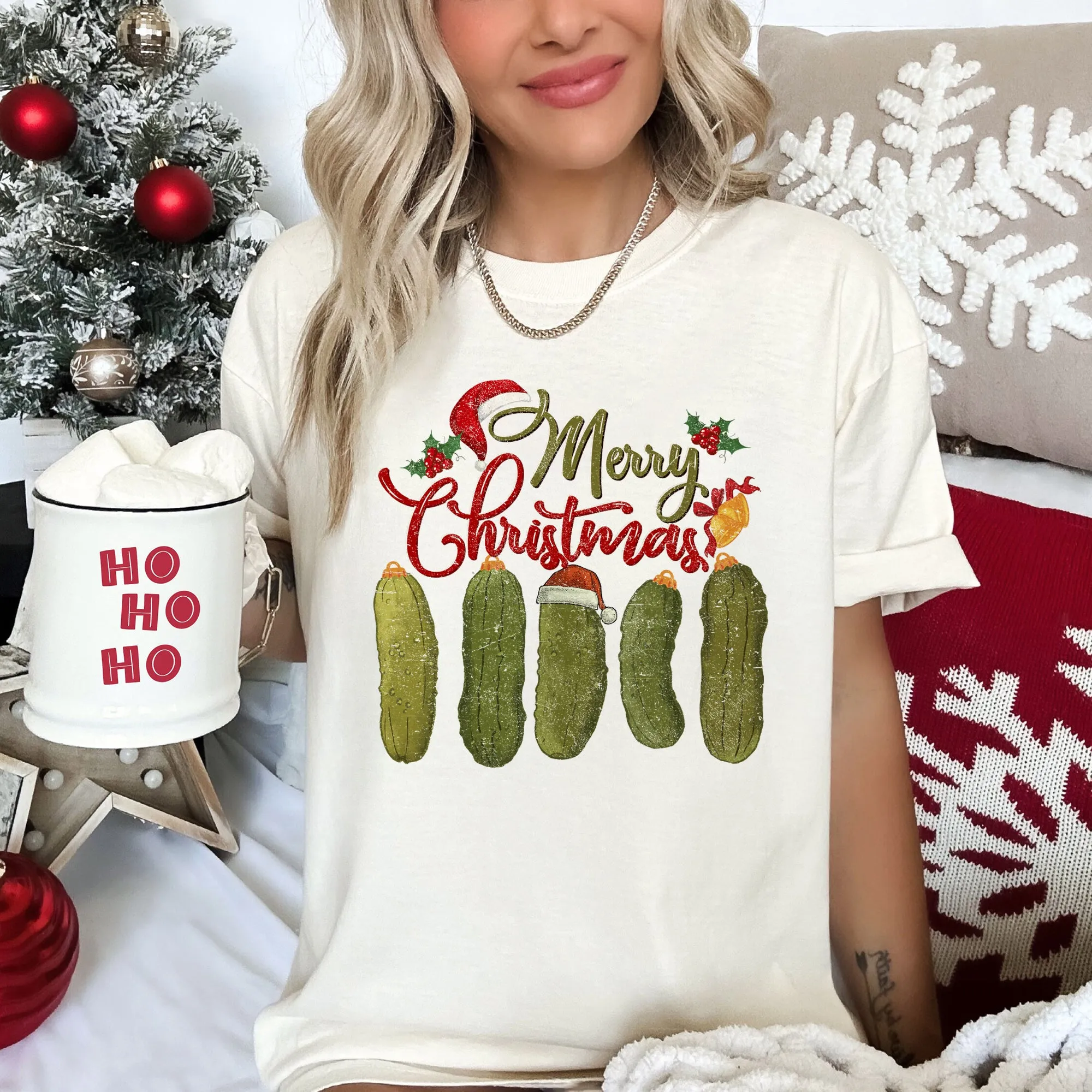 Merry Christmas Pickles, Classic, Retro, Vintage , Comfort Colors Tshirt sold by Refinery Number One product image thumbnail 3