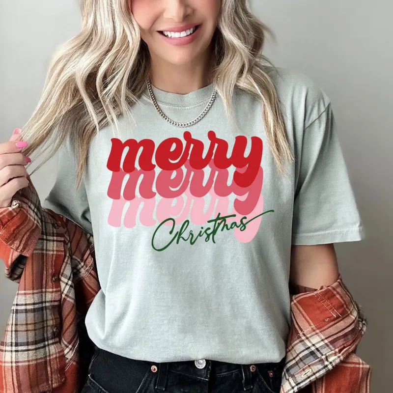 Merry Christmas Retro Text, Comfort Colors Tshirt sold by Refinery Number One