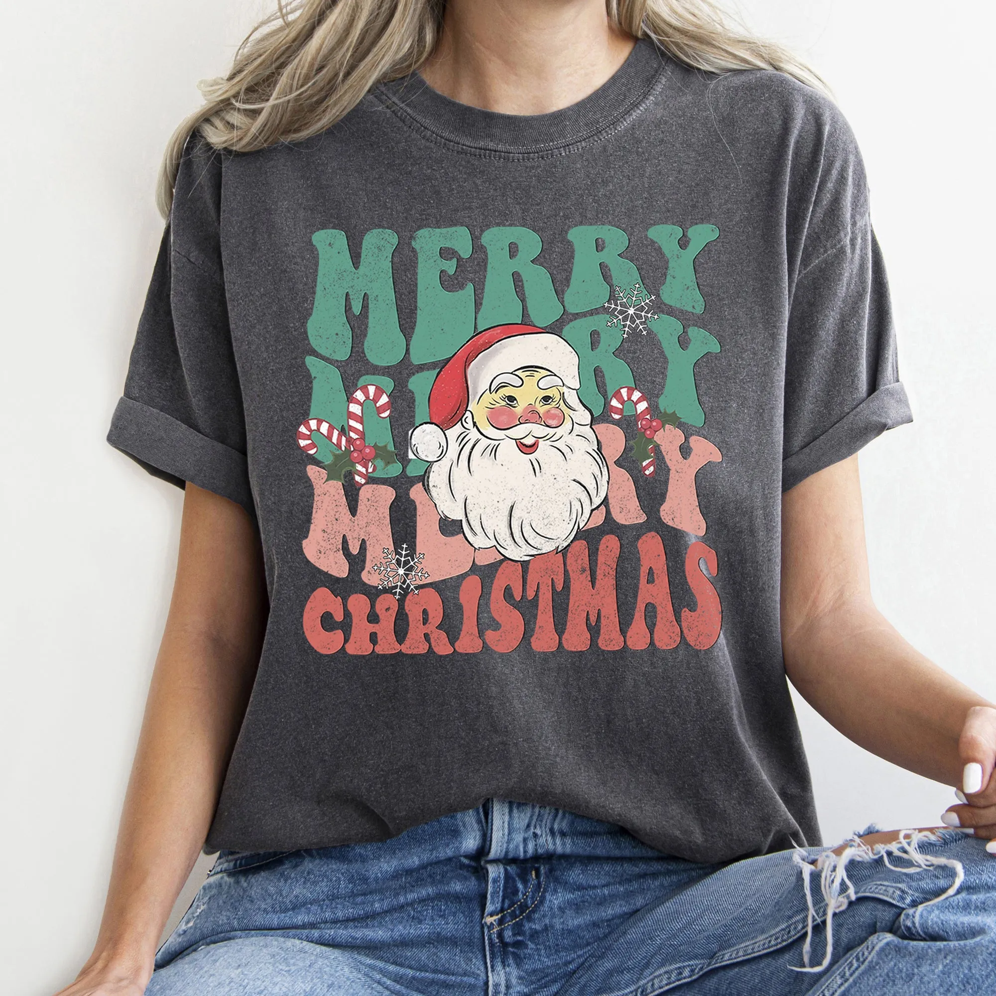 Merry Christmas, Retro Santa, Vintage, Comfort Colors Tshirt sold by Refinery Number One product image thumbnail 5