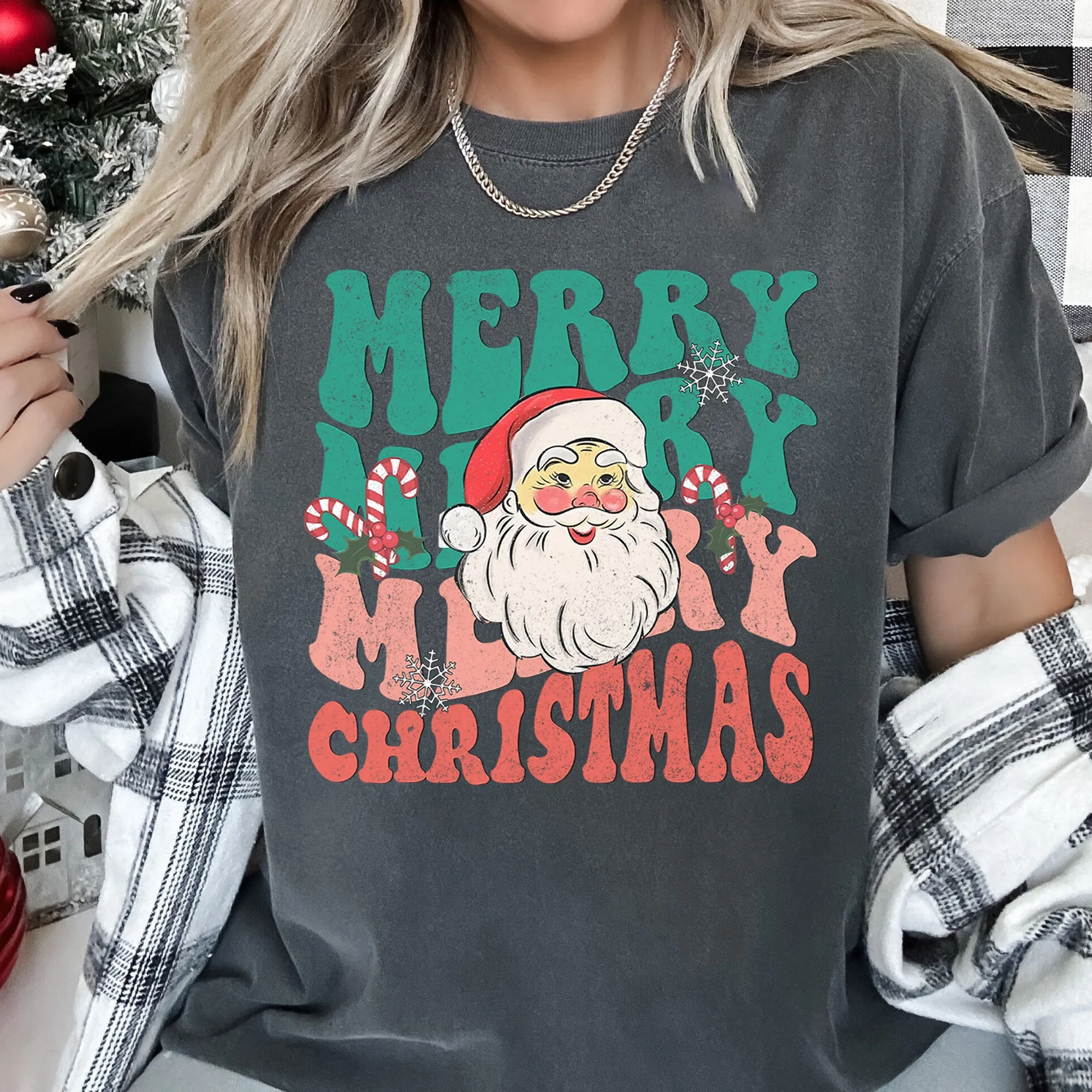 Merry Christmas, Retro Santa, Vintage, Comfort Colors Tshirt sold by Refinery Number One product image thumbnail 4