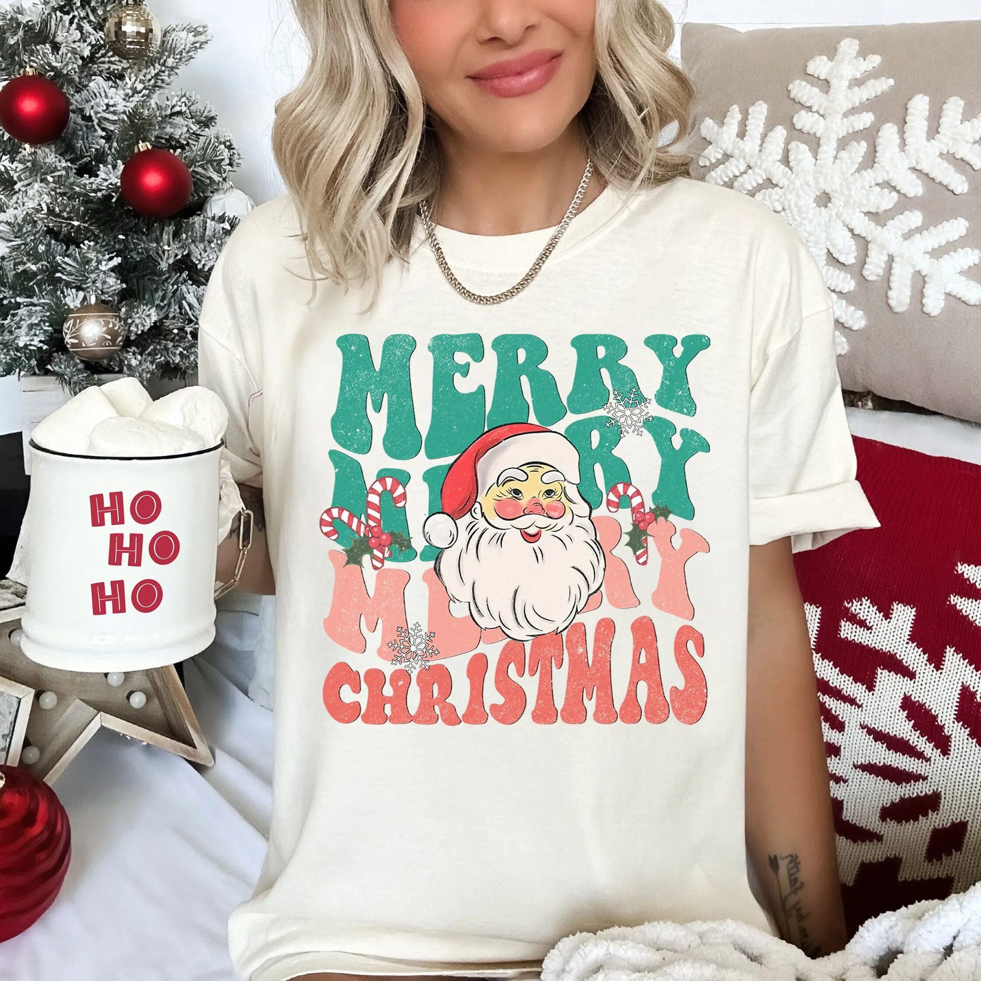Merry Christmas, Retro Santa, Vintage, Comfort Colors Tshirt sold by Refinery Number One product image thumbnail 3