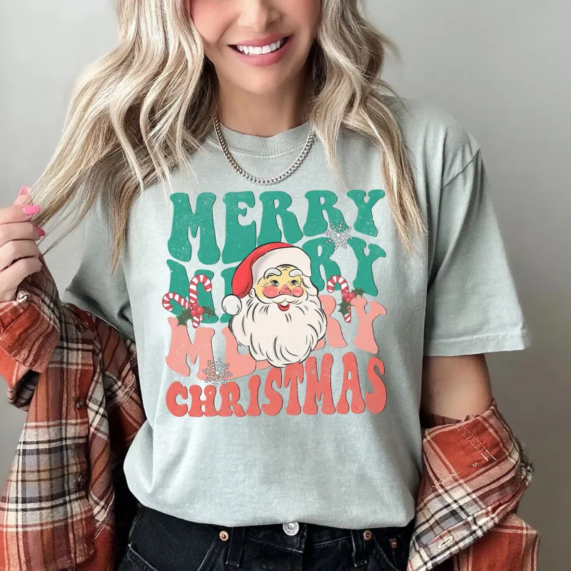 Merry Christmas, Retro Santa, Vintage, Comfort Colors Tshirt sold by Refinery Number One
