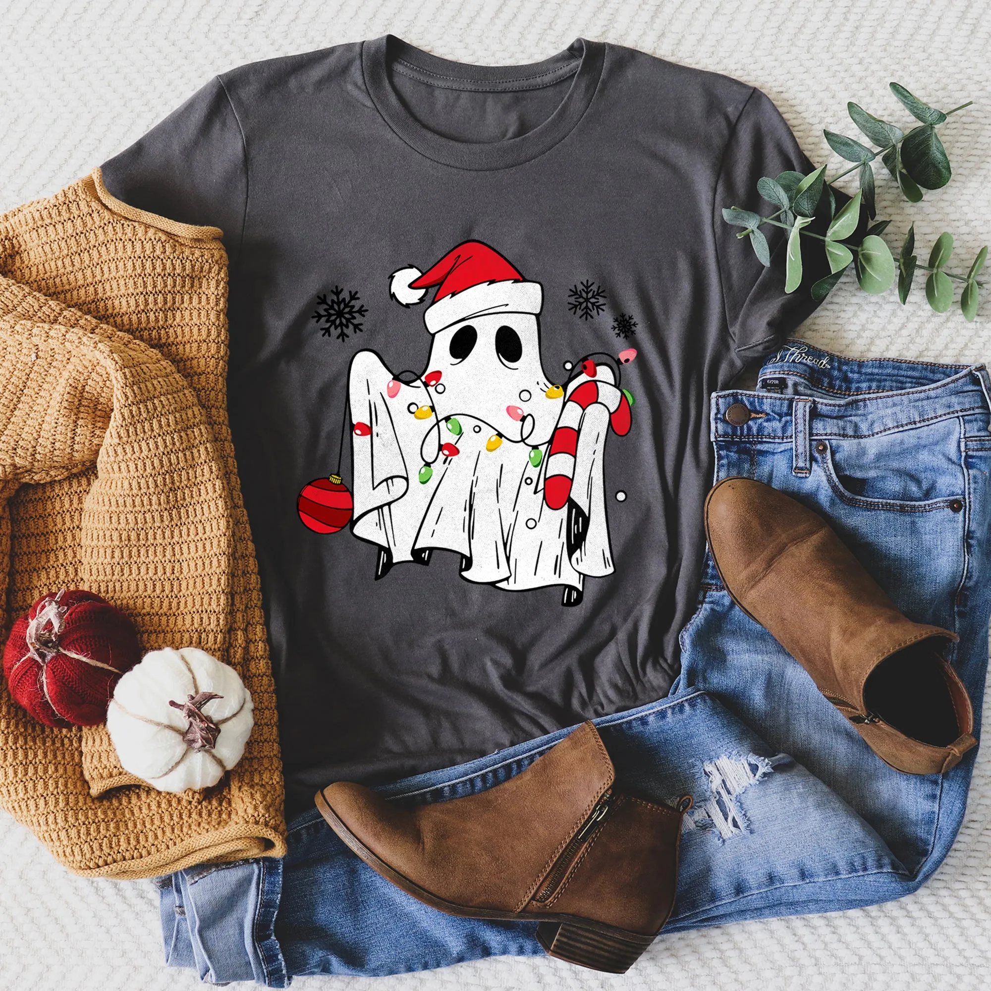 Cute-Ghost-Christmas Super Soft Tshirt sold by Refinery Number One product image thumbnail 3