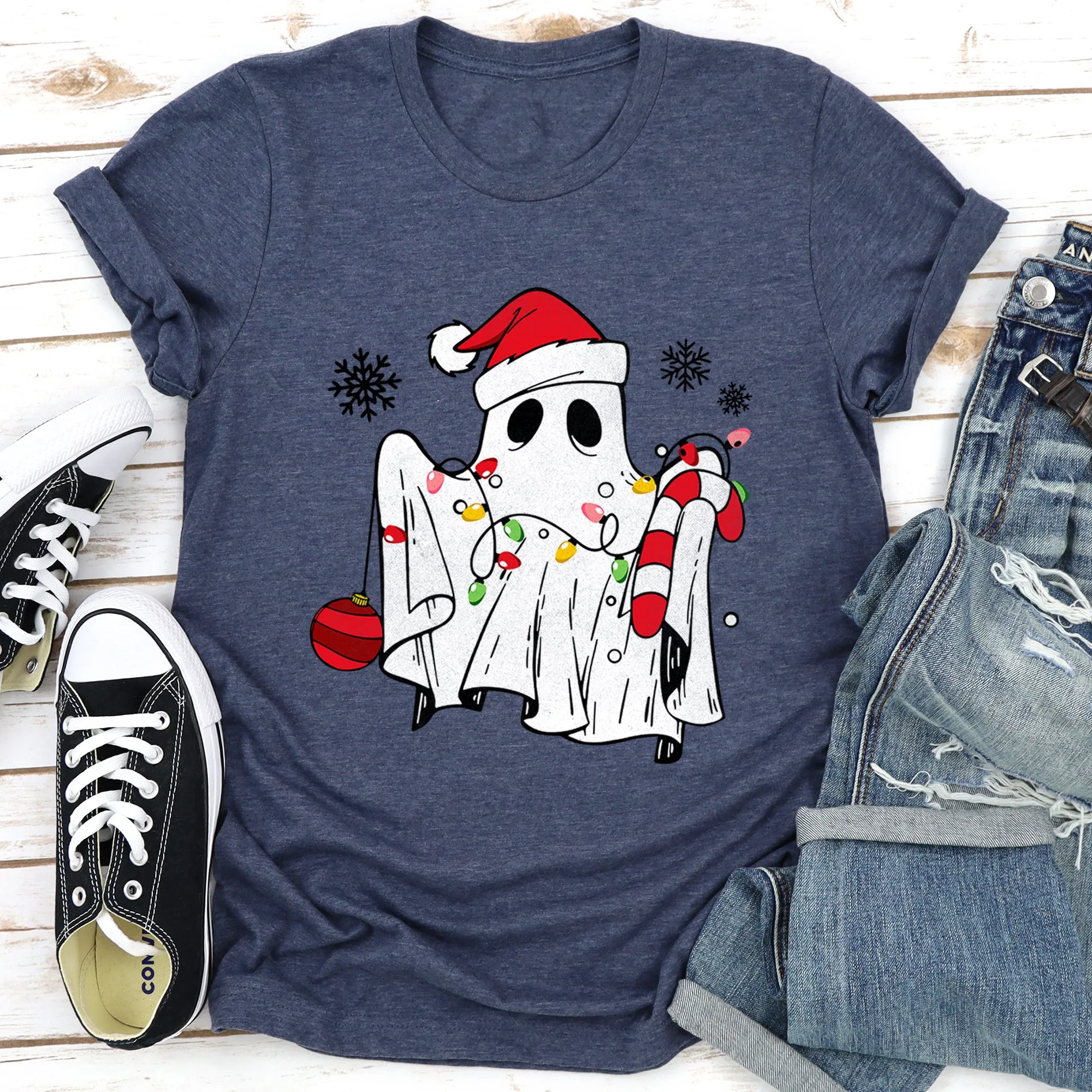 Cute-Ghost-Christmas Super Soft Tshirt sold by Refinery Number One product image thumbnail 5