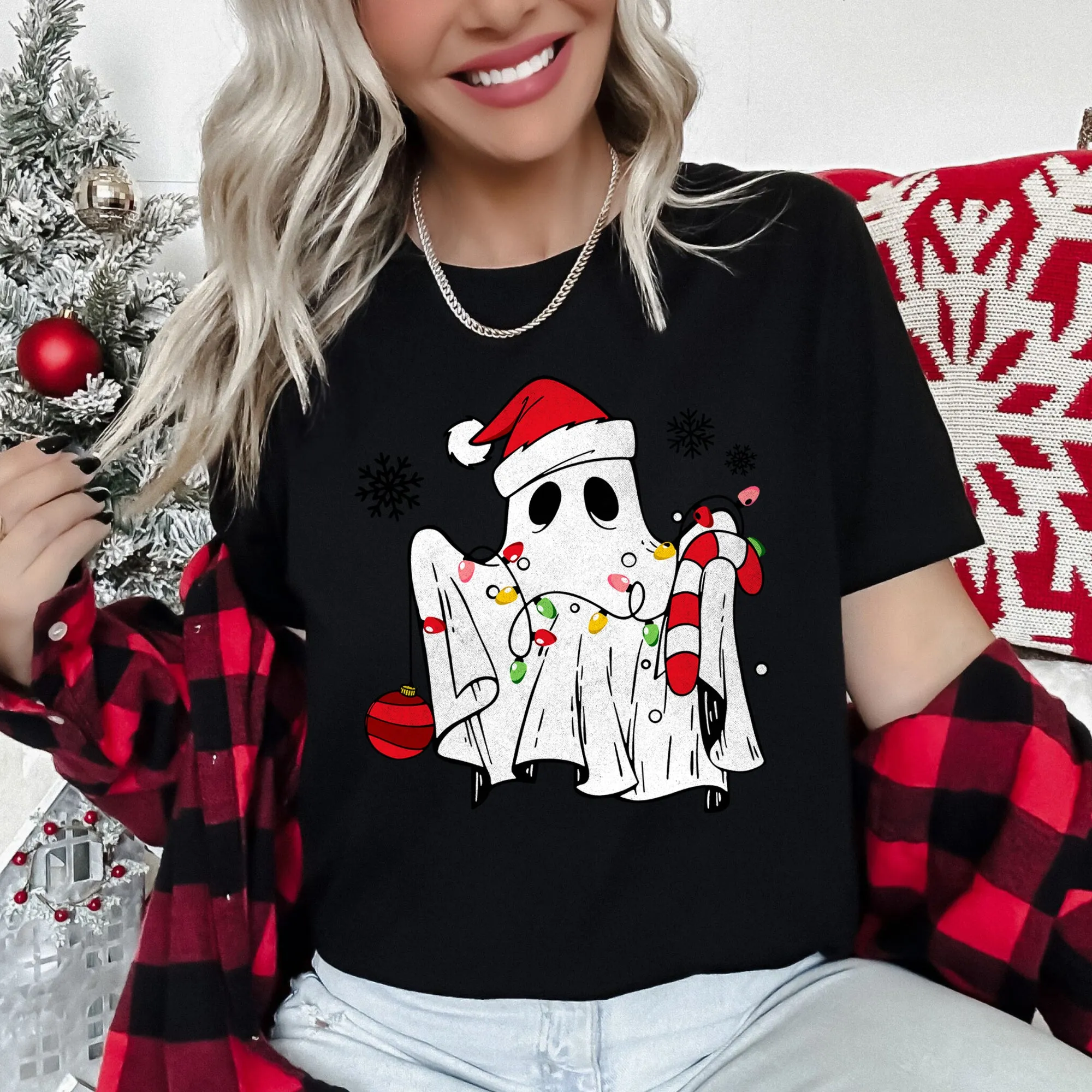 Cute-Ghost-Christmas Super Soft Tshirt sold by Refinery Number One product image thumbnail 2